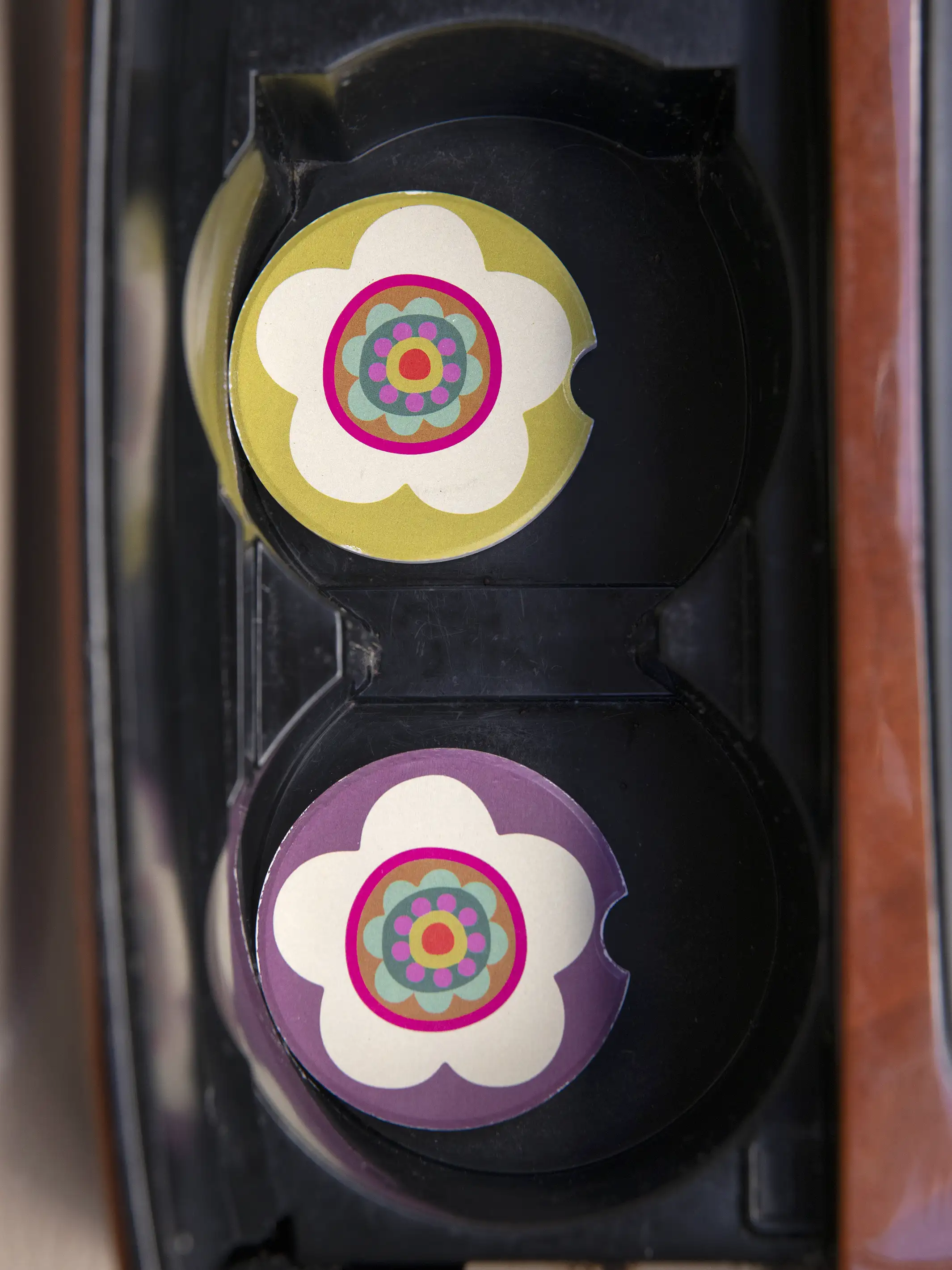 Car Coasters, Set of 2 - Flower