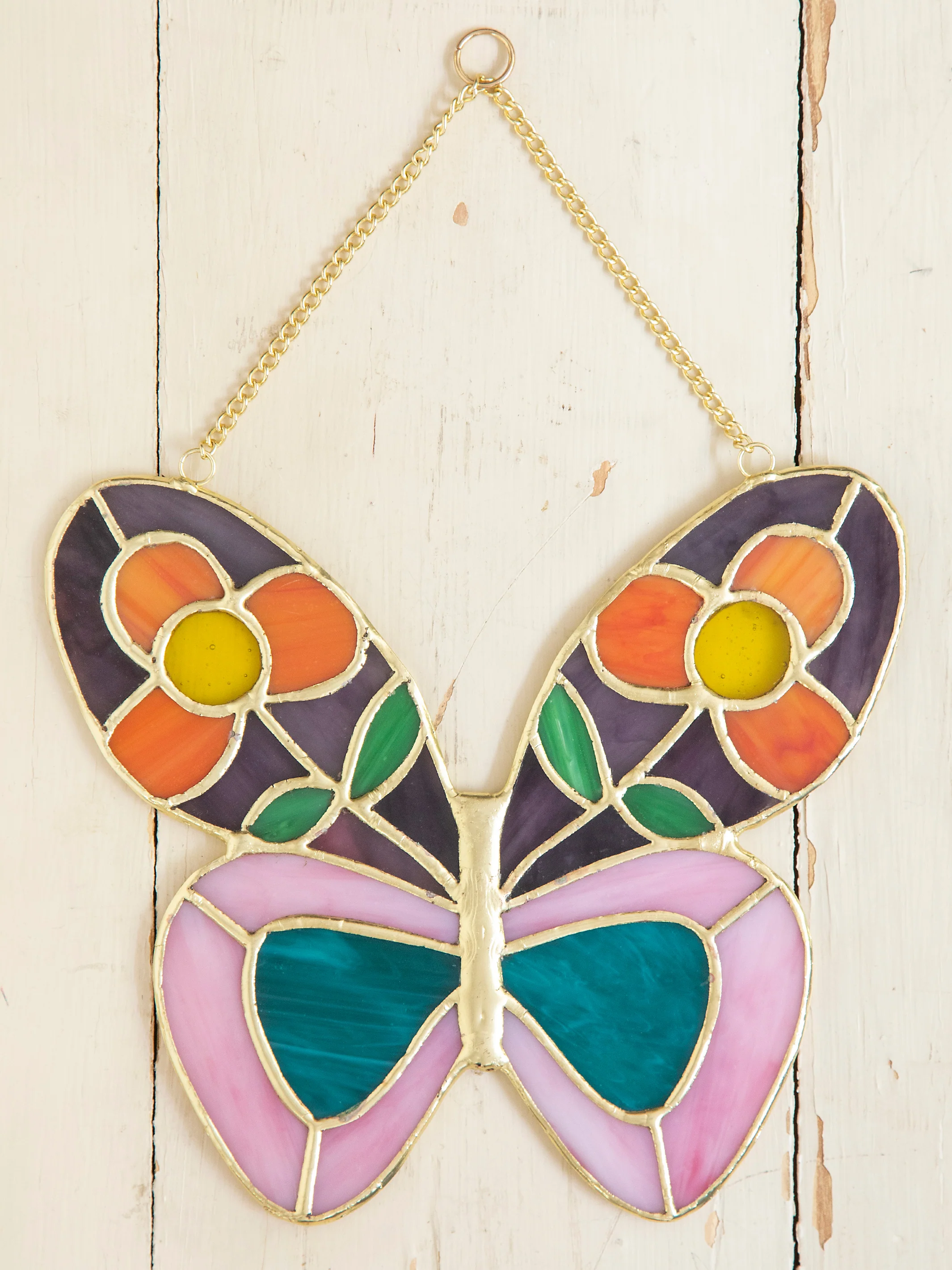 Stained Glass Window Hanging - Large Butterfly