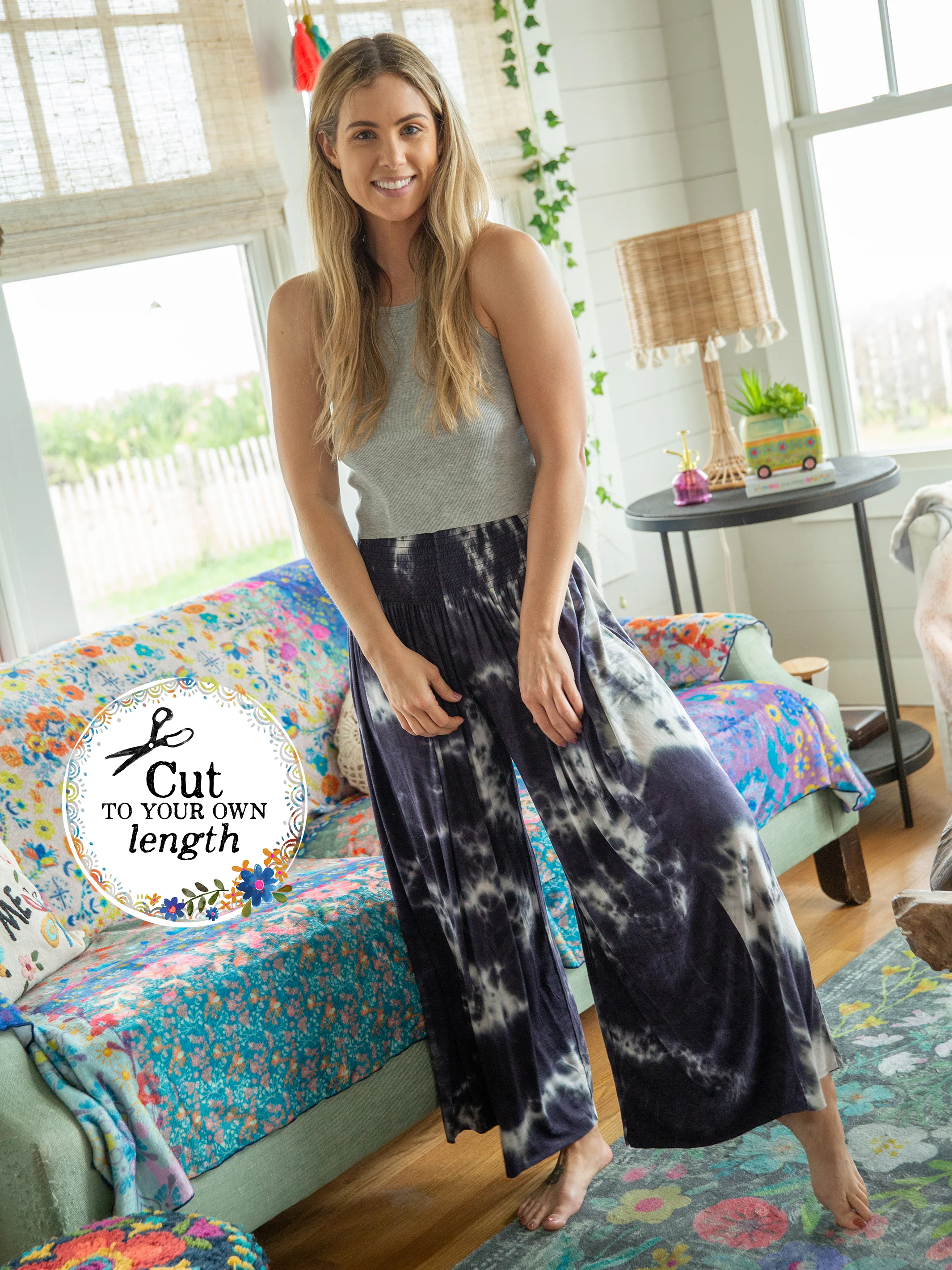 Make A Move Knit Palazzo Pant - Midnight Tie-Dye