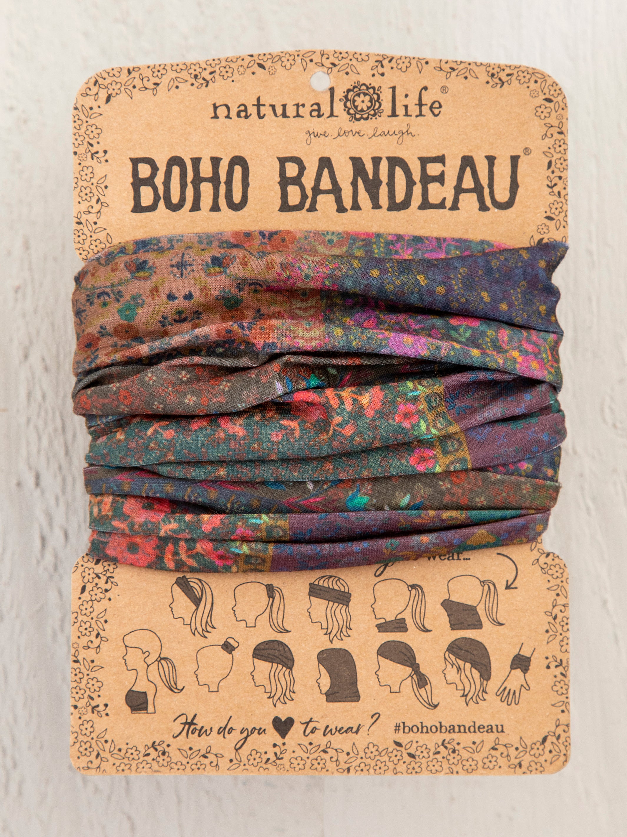 Full Boho Bandeau Headband - Dark Patchwork