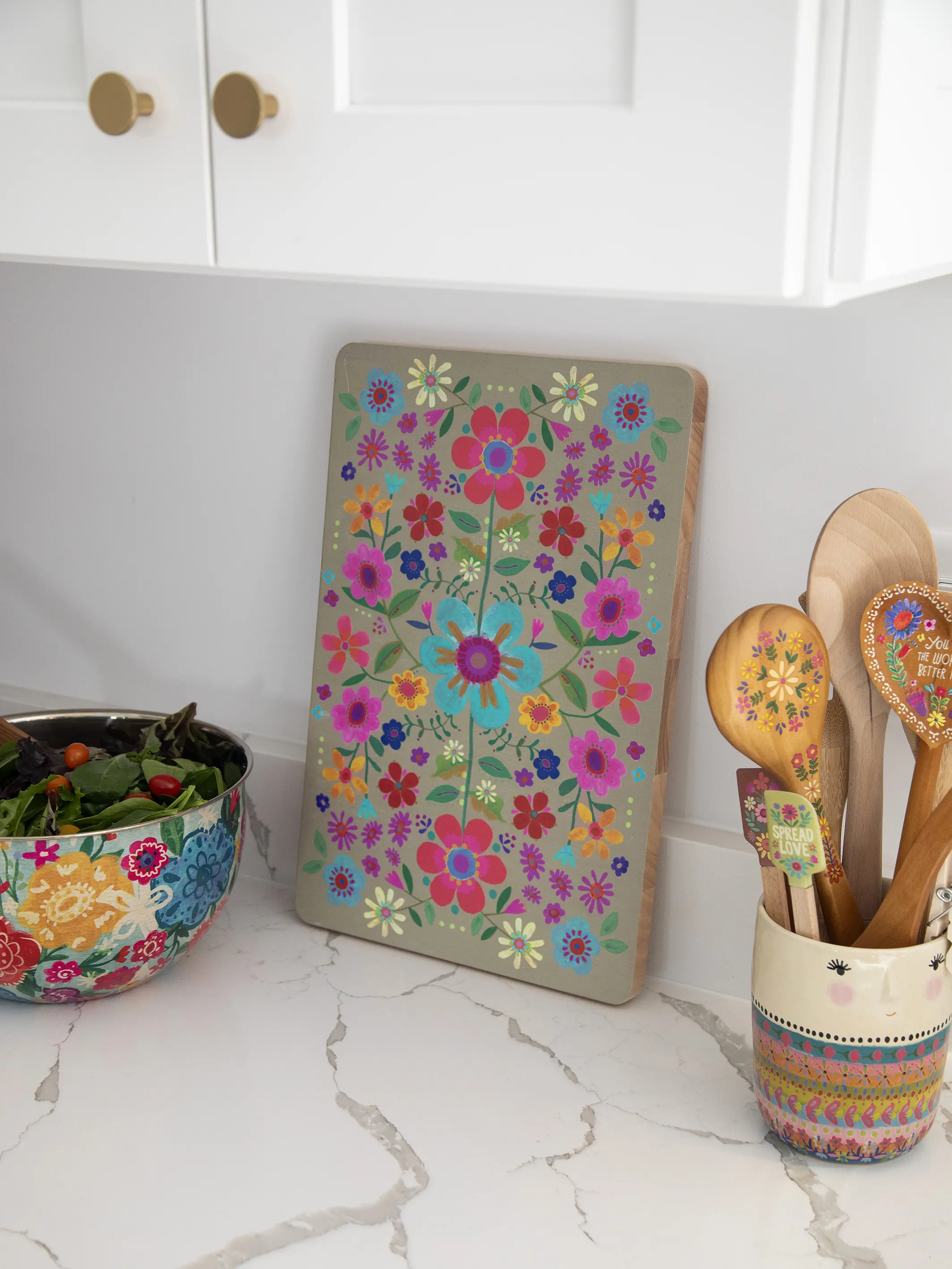 Cut & Serve Board - Folk Flower