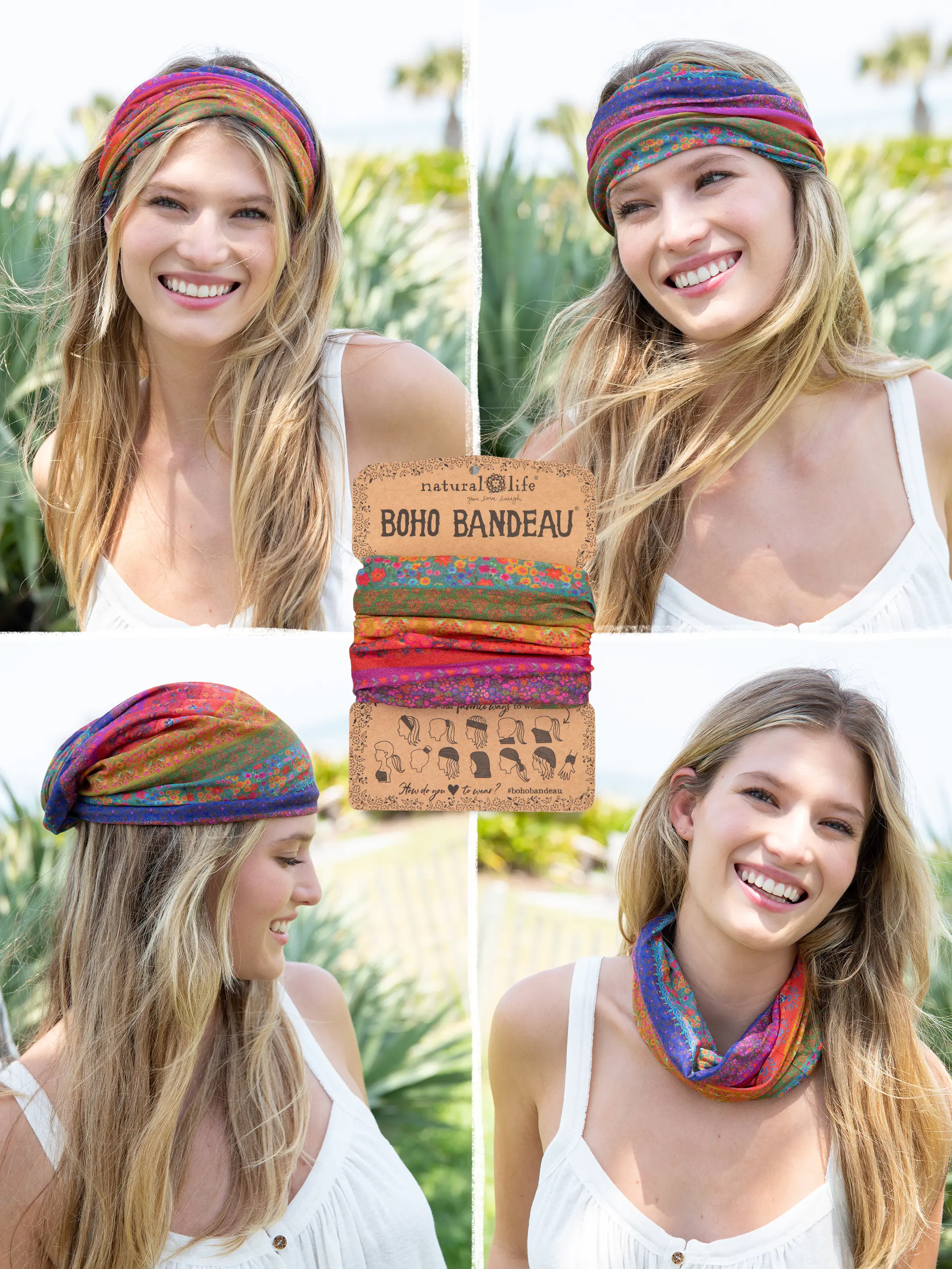 Full Boho Bandeau Headband - Rainbow Borders