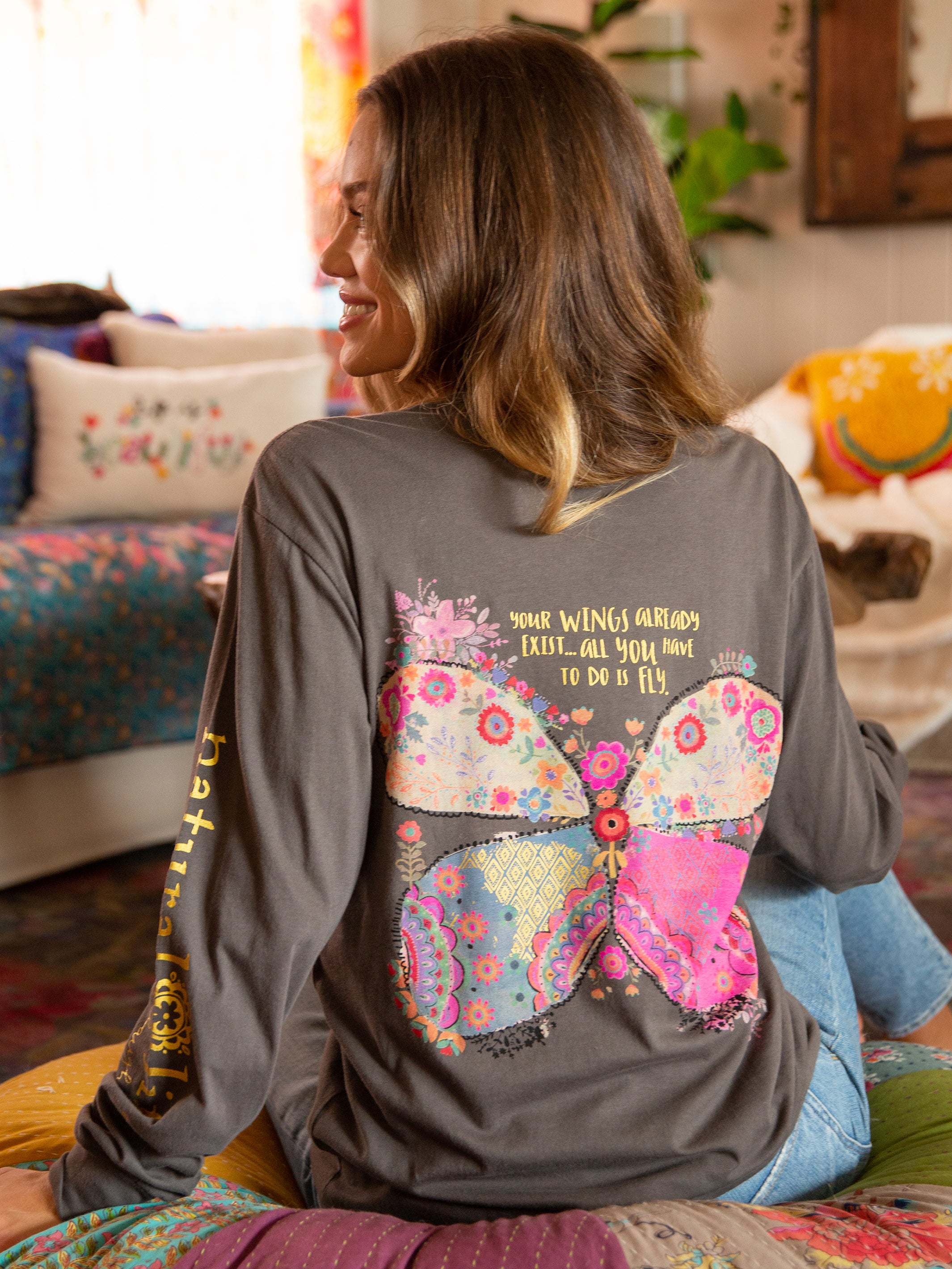 Long Sleeve Comfy Tee Shirt - Wings Exist