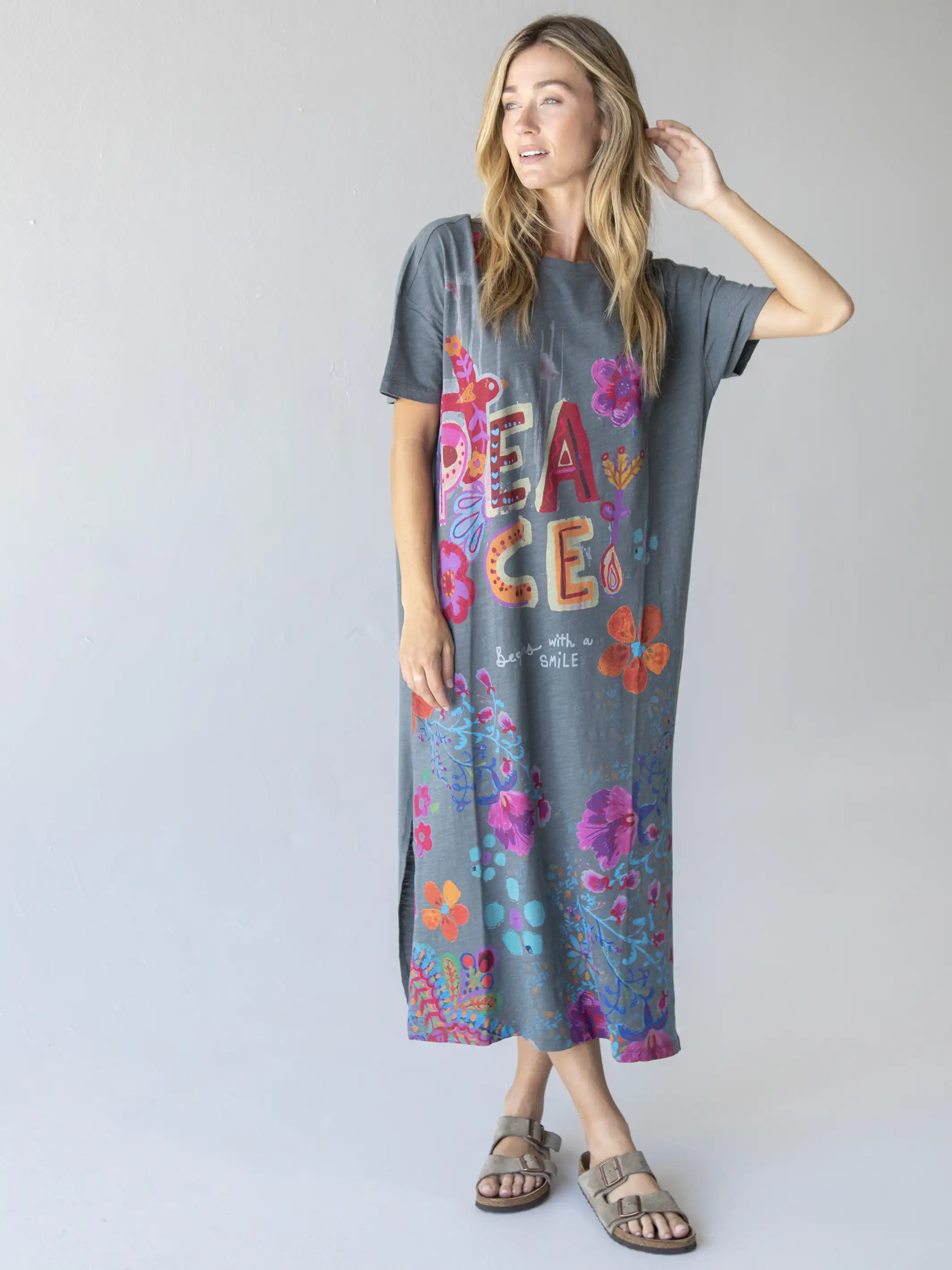 Life Is A Canvas Maxi Dress - Peace Charcoal