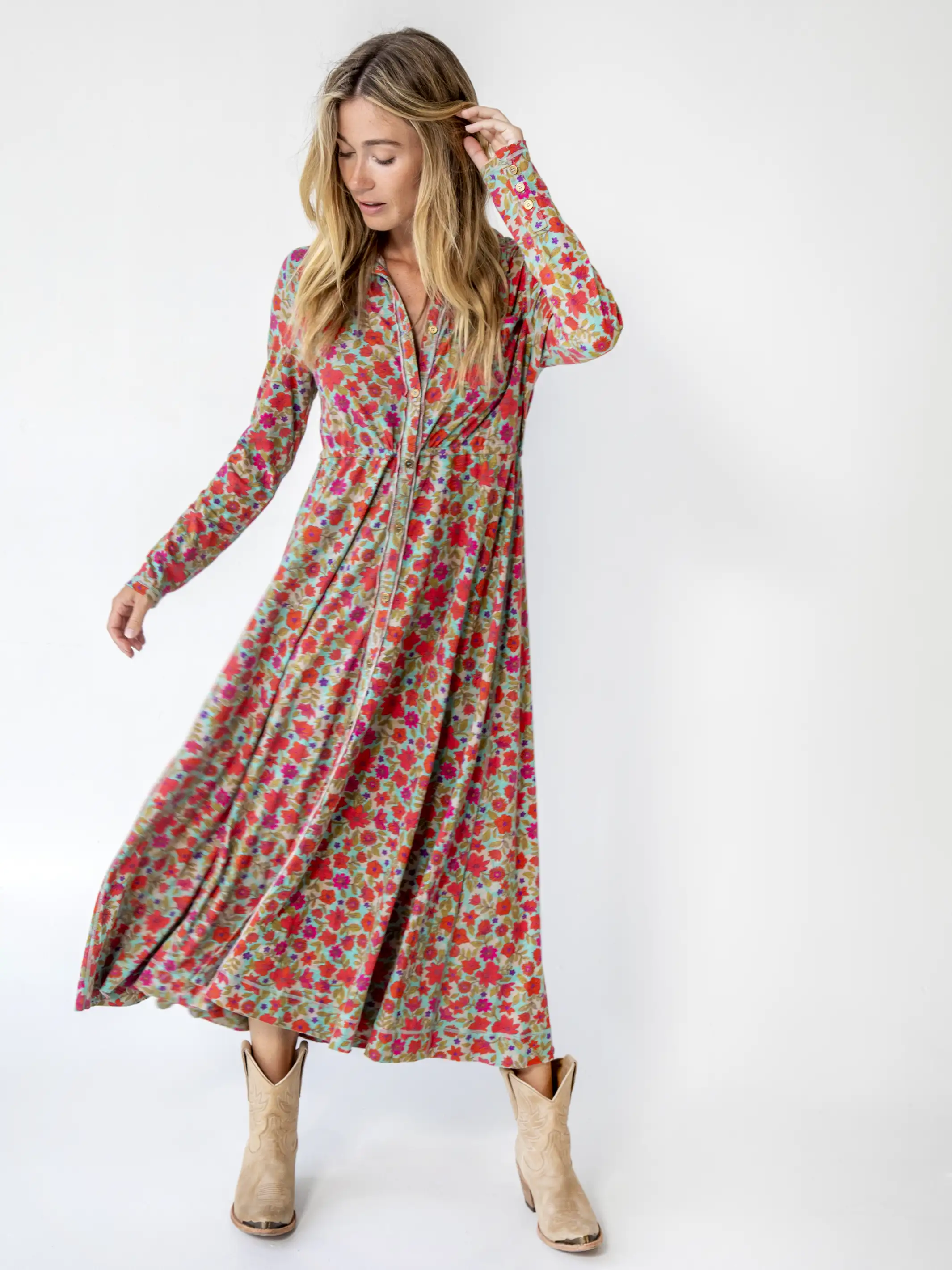 Christa Knit Midi Dress - Watercolor Neon