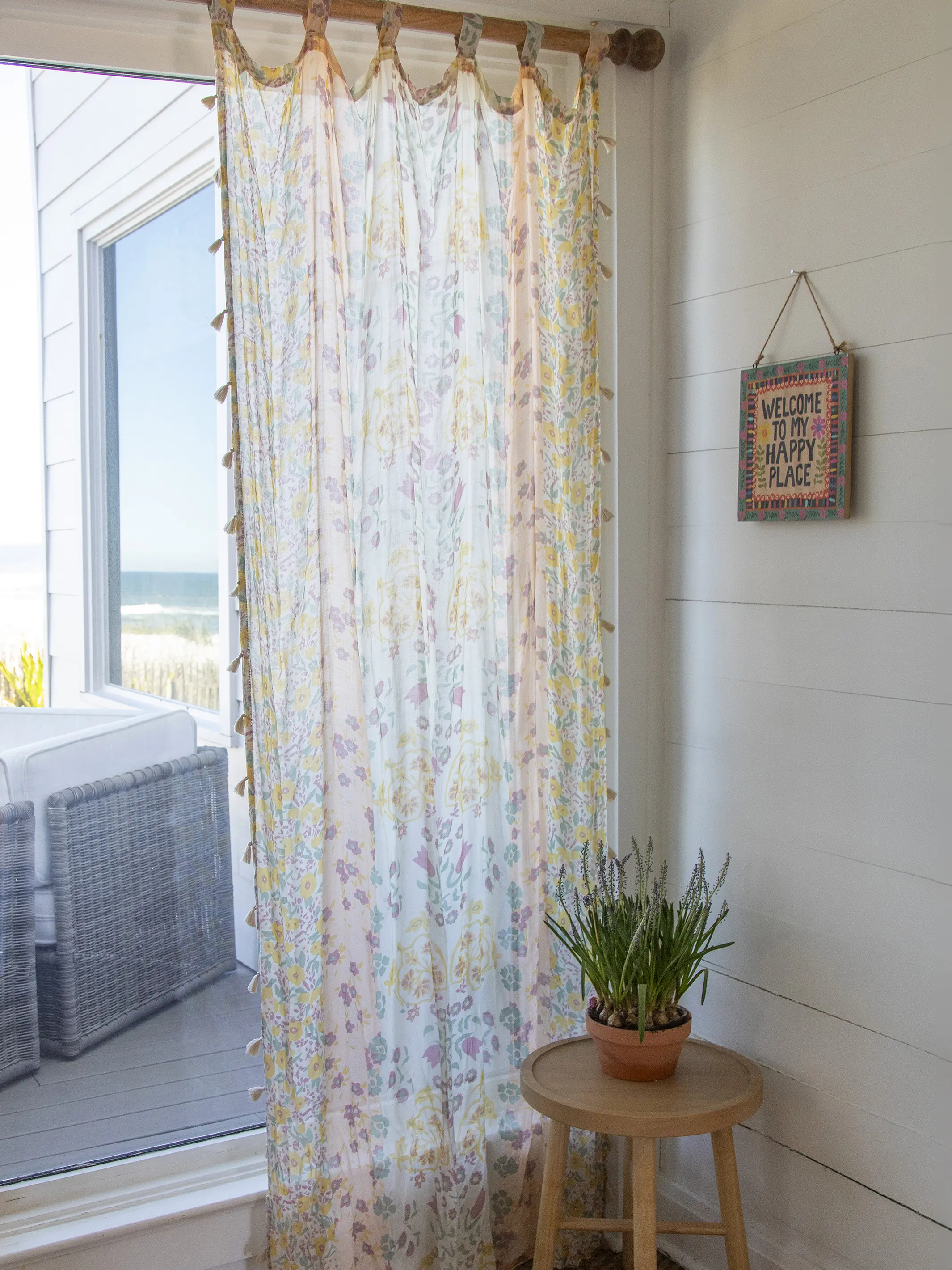 Printed Curtain Panel - Cream