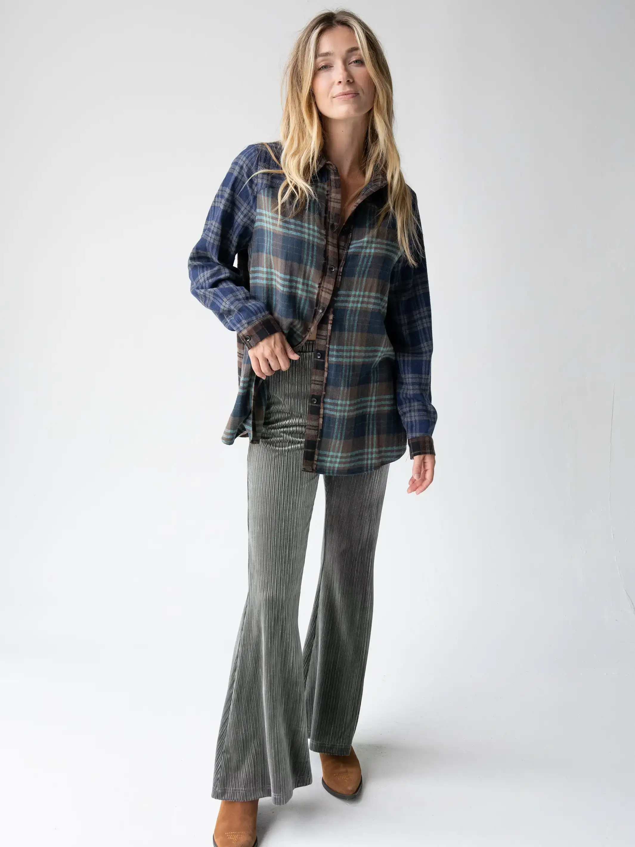 Joplin Velvet Flare Pant - Sage