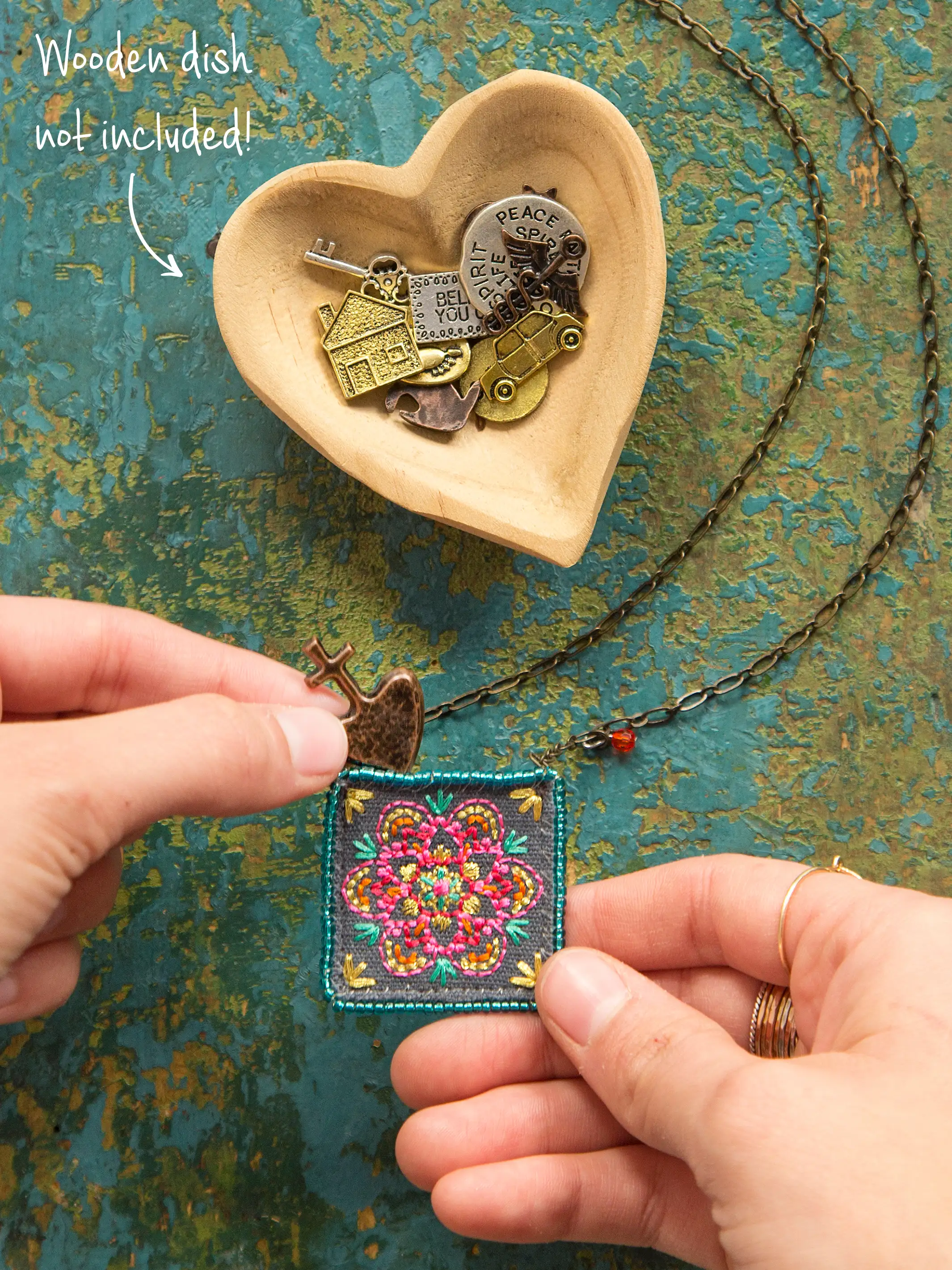 Prayer Pocket Charm Necklace - Turquoise