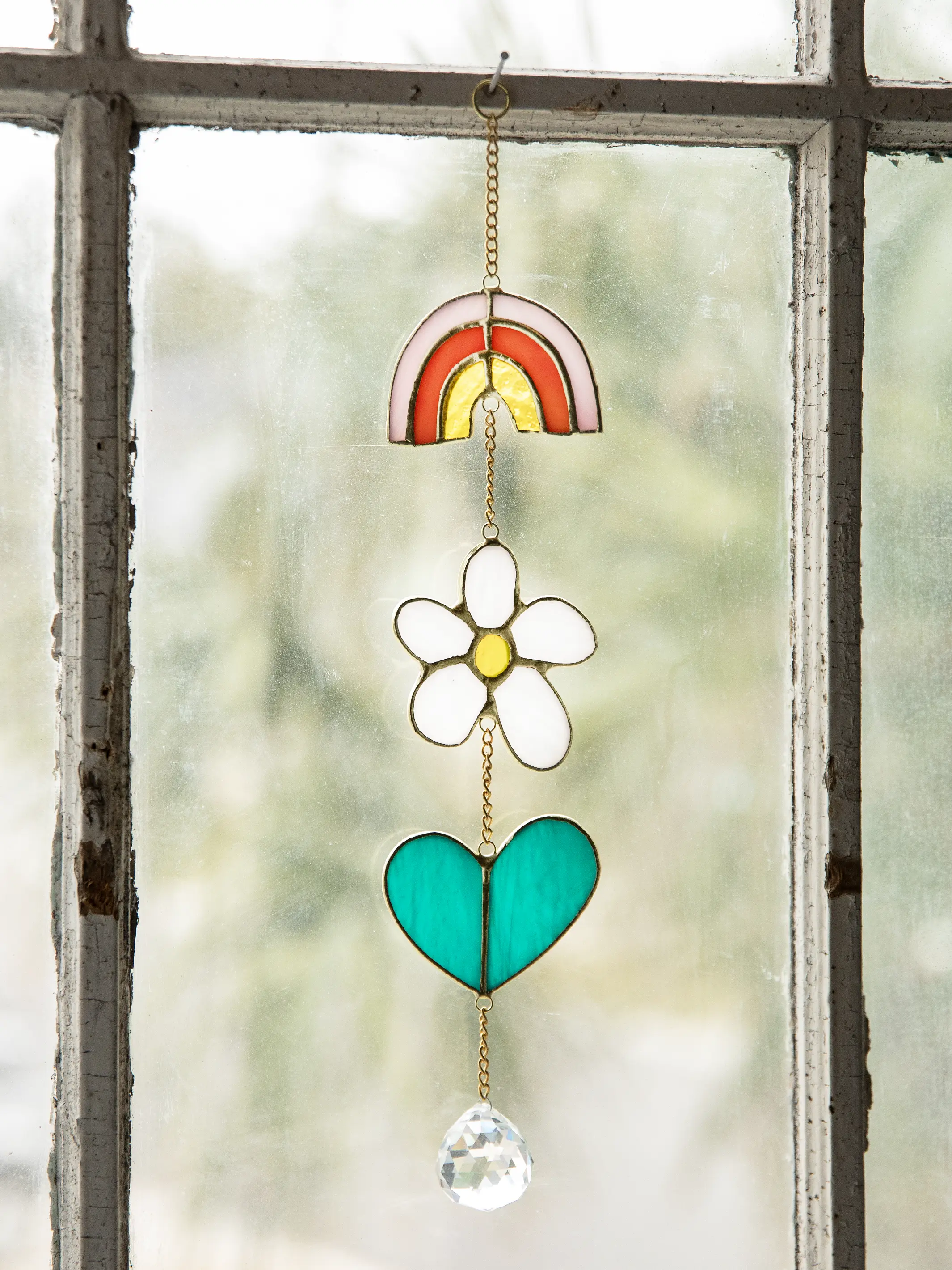 Stained Glass Suncatcher Mobile - Rainbow