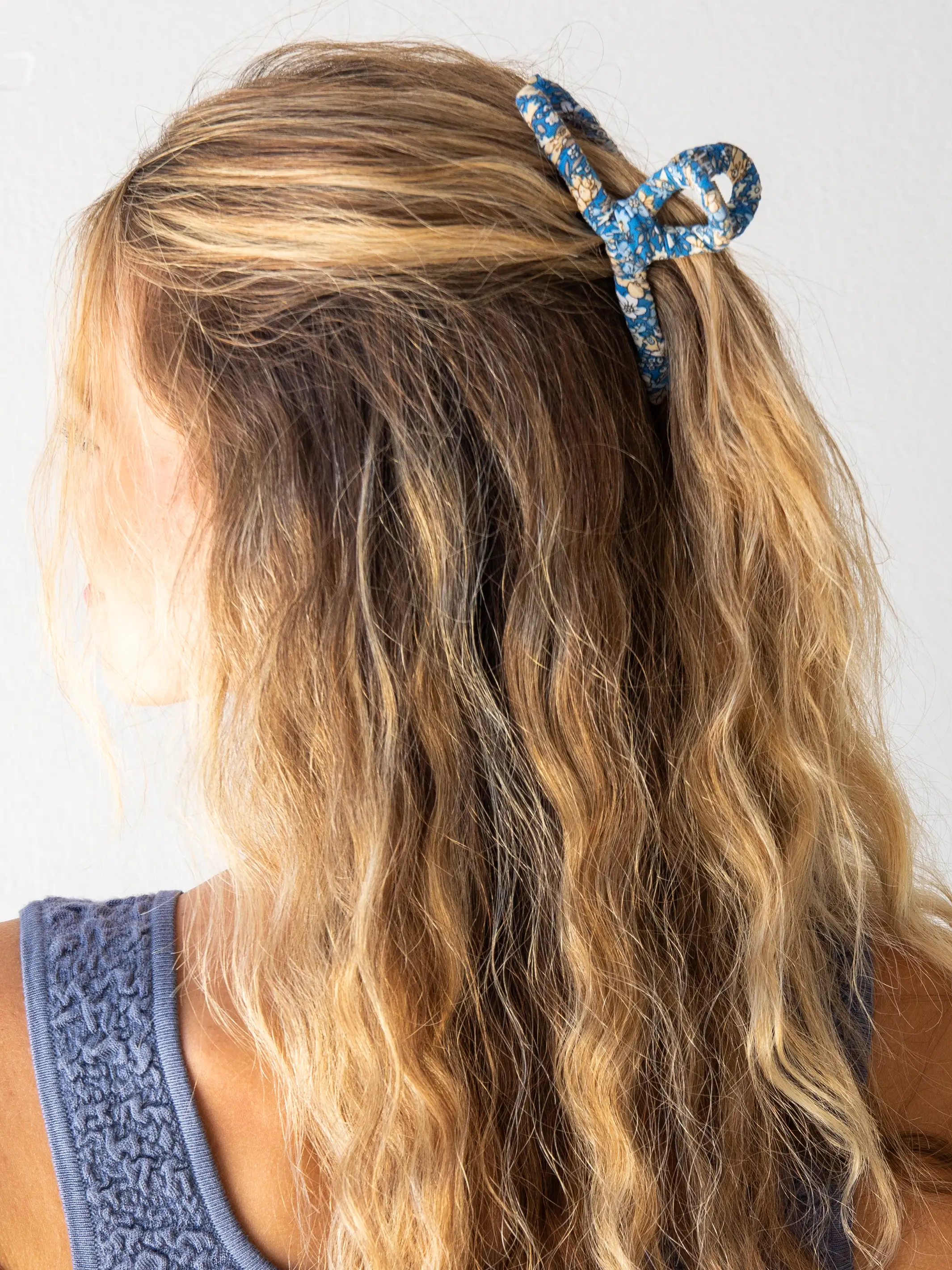 Boho Hair Claw - Blue Cream Floral