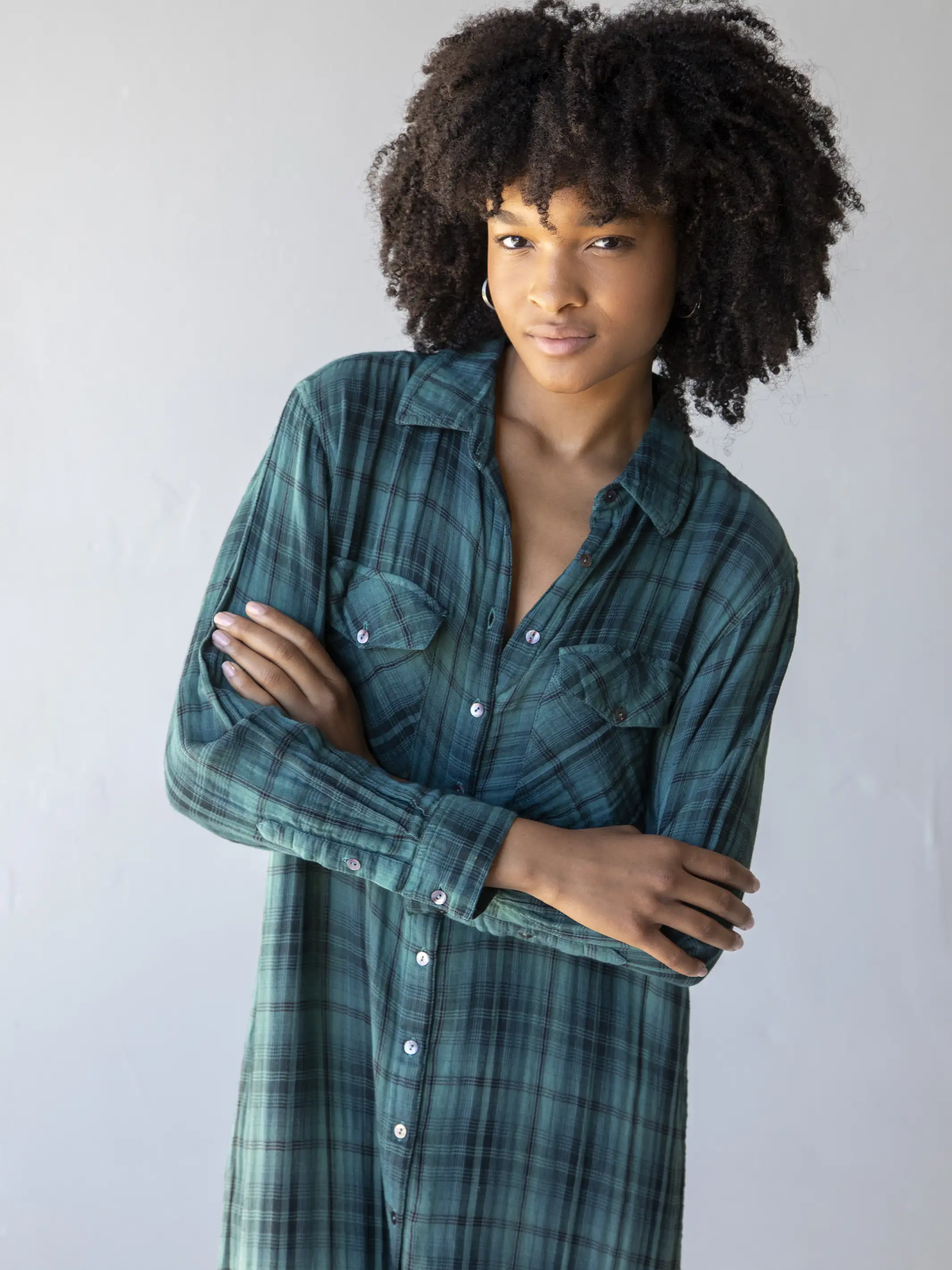 Brooke Maxi Dress - Teal Ombre Plaid