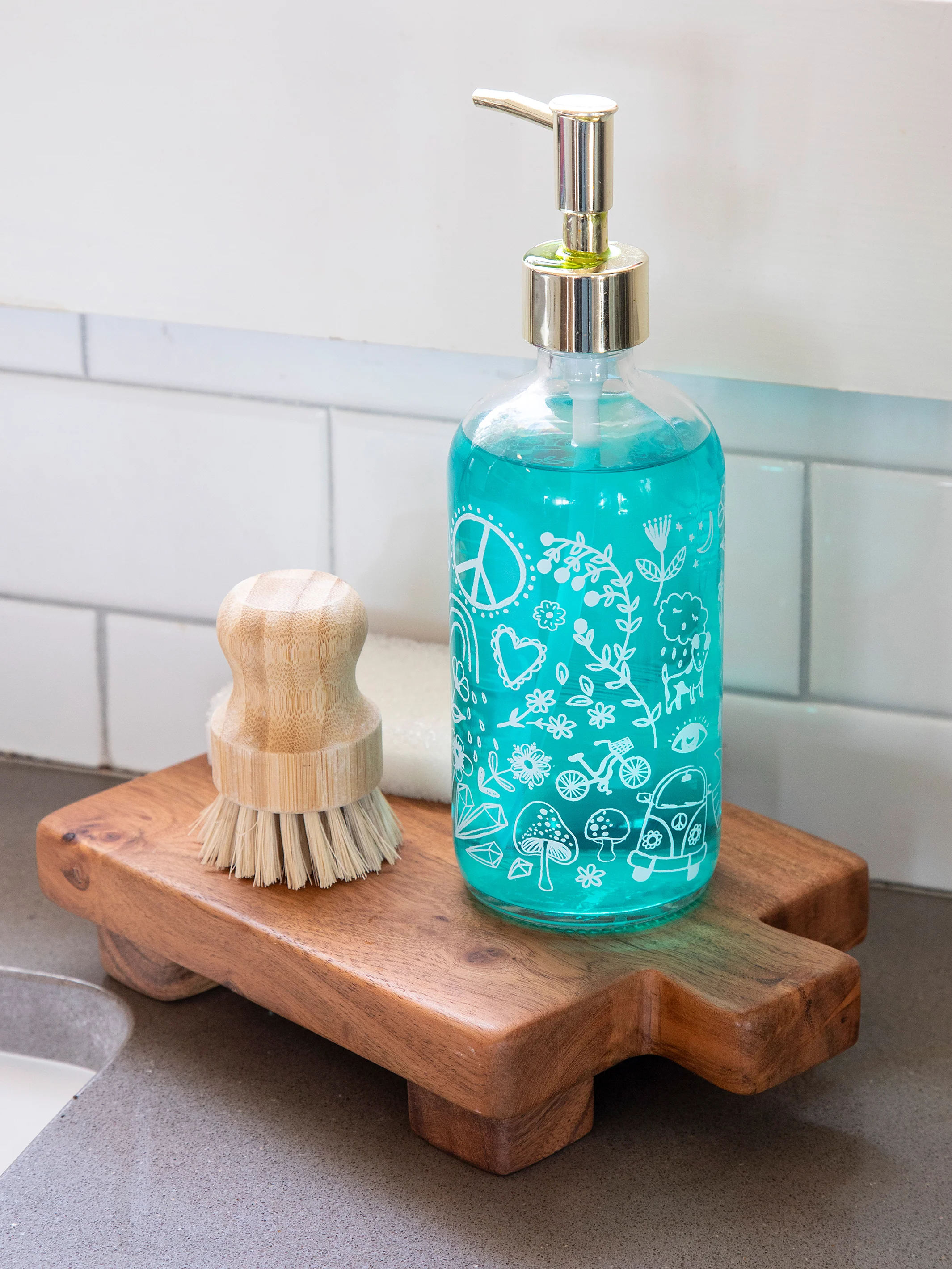 Hand-Carved Acacia Wood Counter Riser