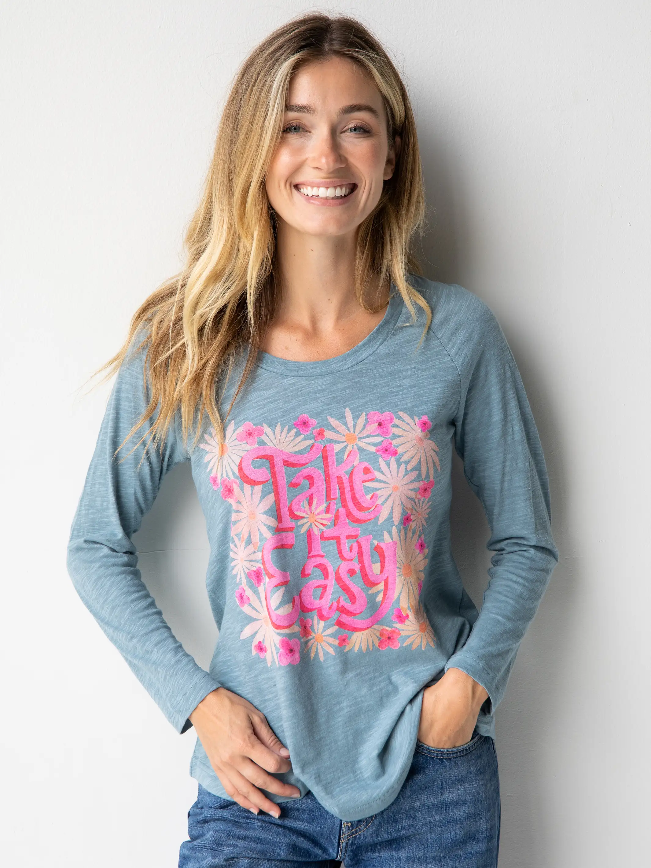 Long Sleeve Boho Tee Shirt - Take It Easy