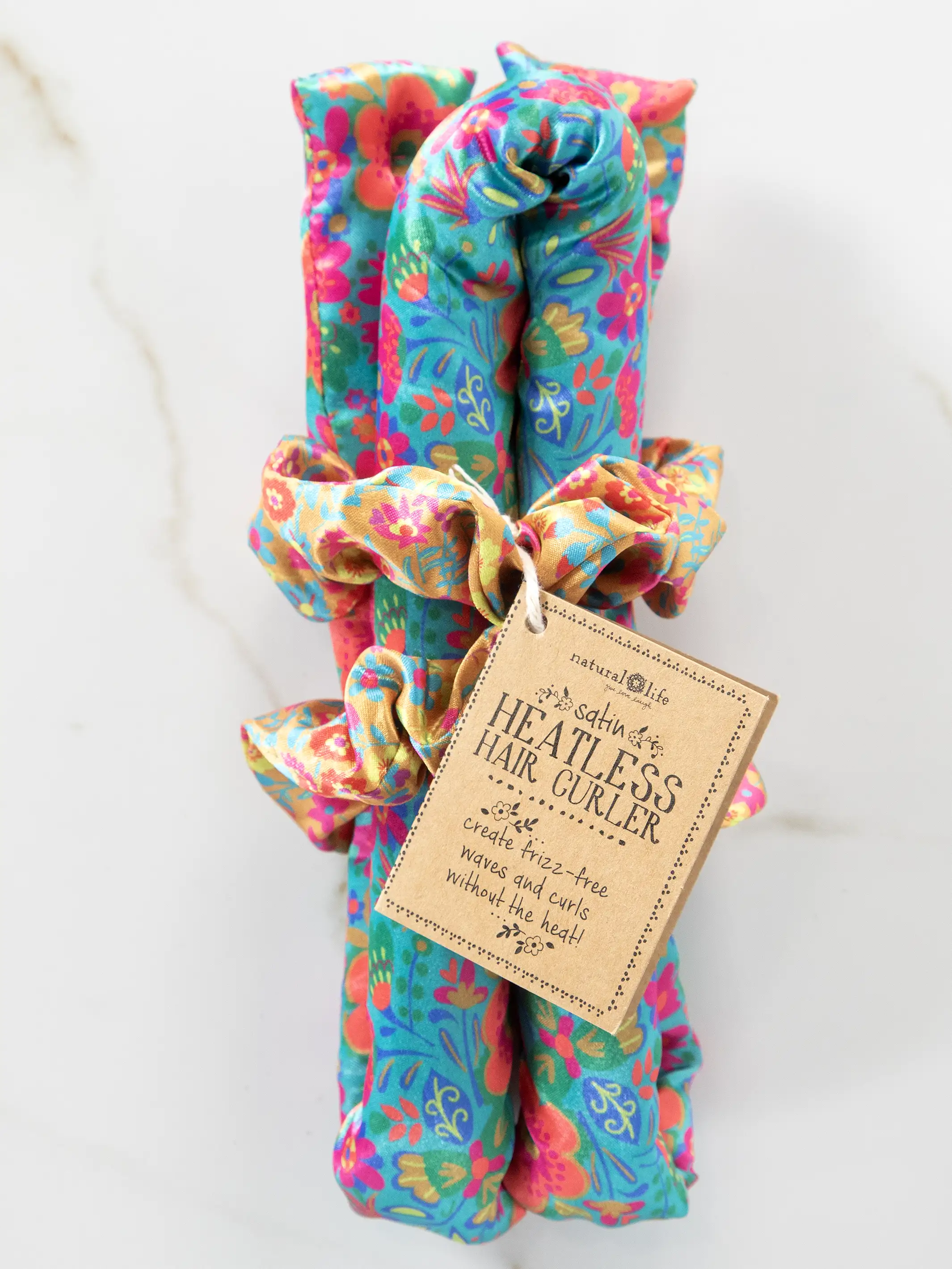 Heatless Hair Curler - Teal Floral