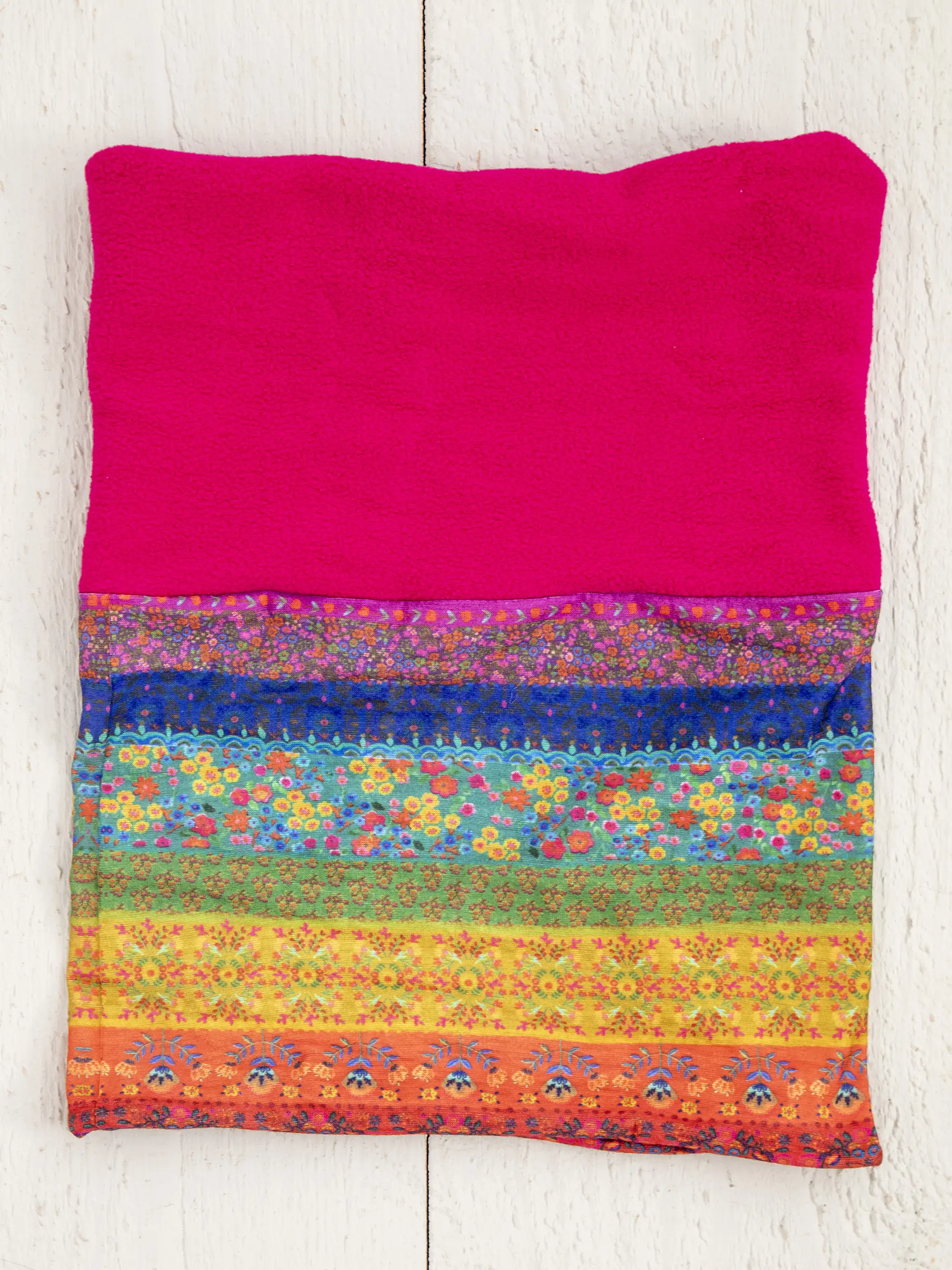 Fleece Boho Bandeau Headband - Rainbow Border