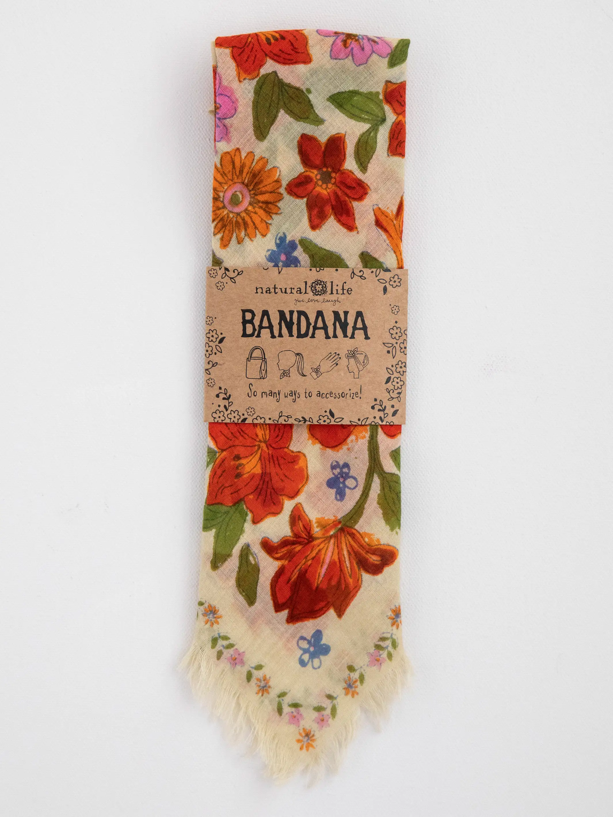 Printed Bandana - Cream Floral