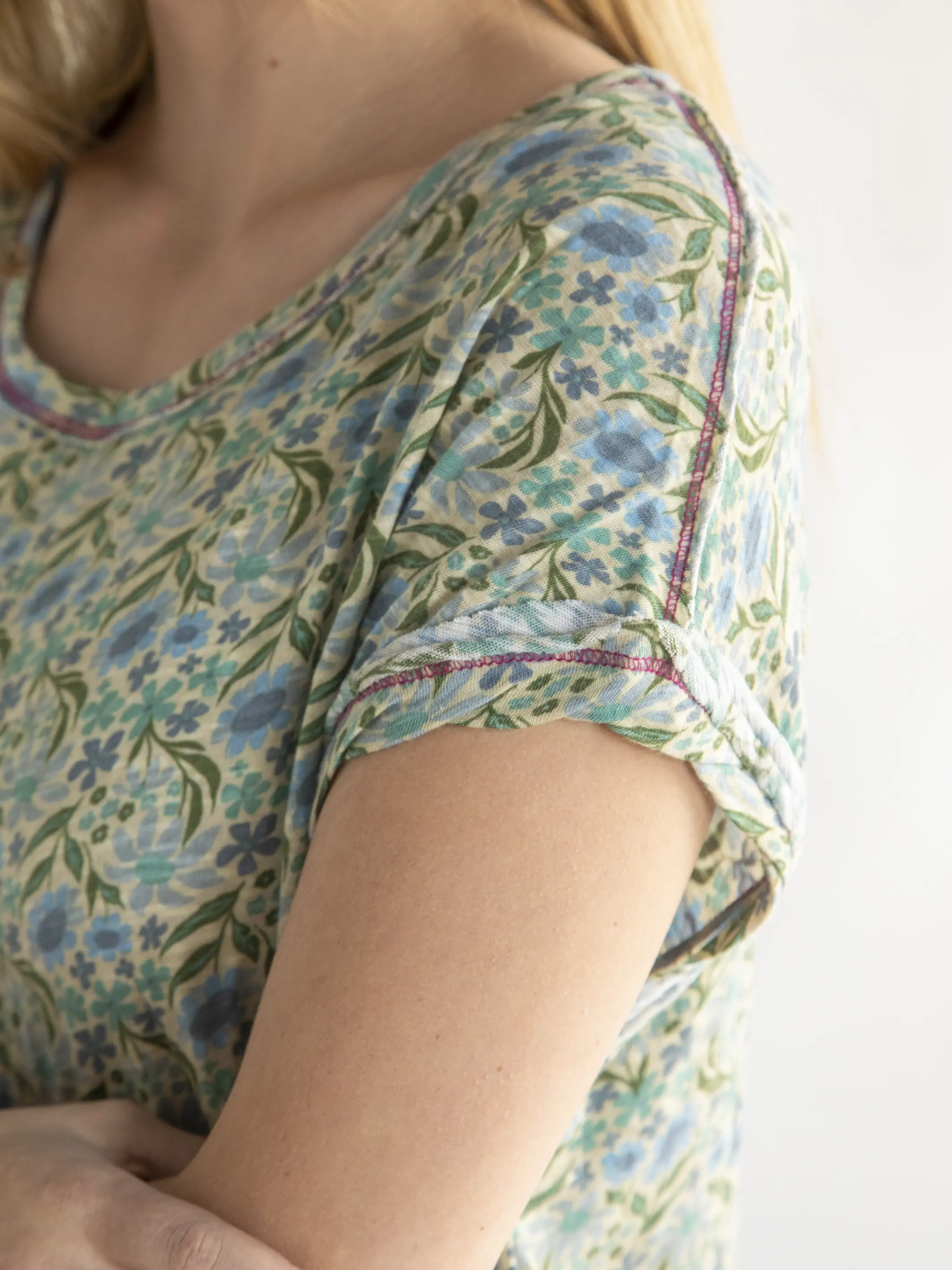 Frankie Printed Knit Tee Dress - Blue Floral