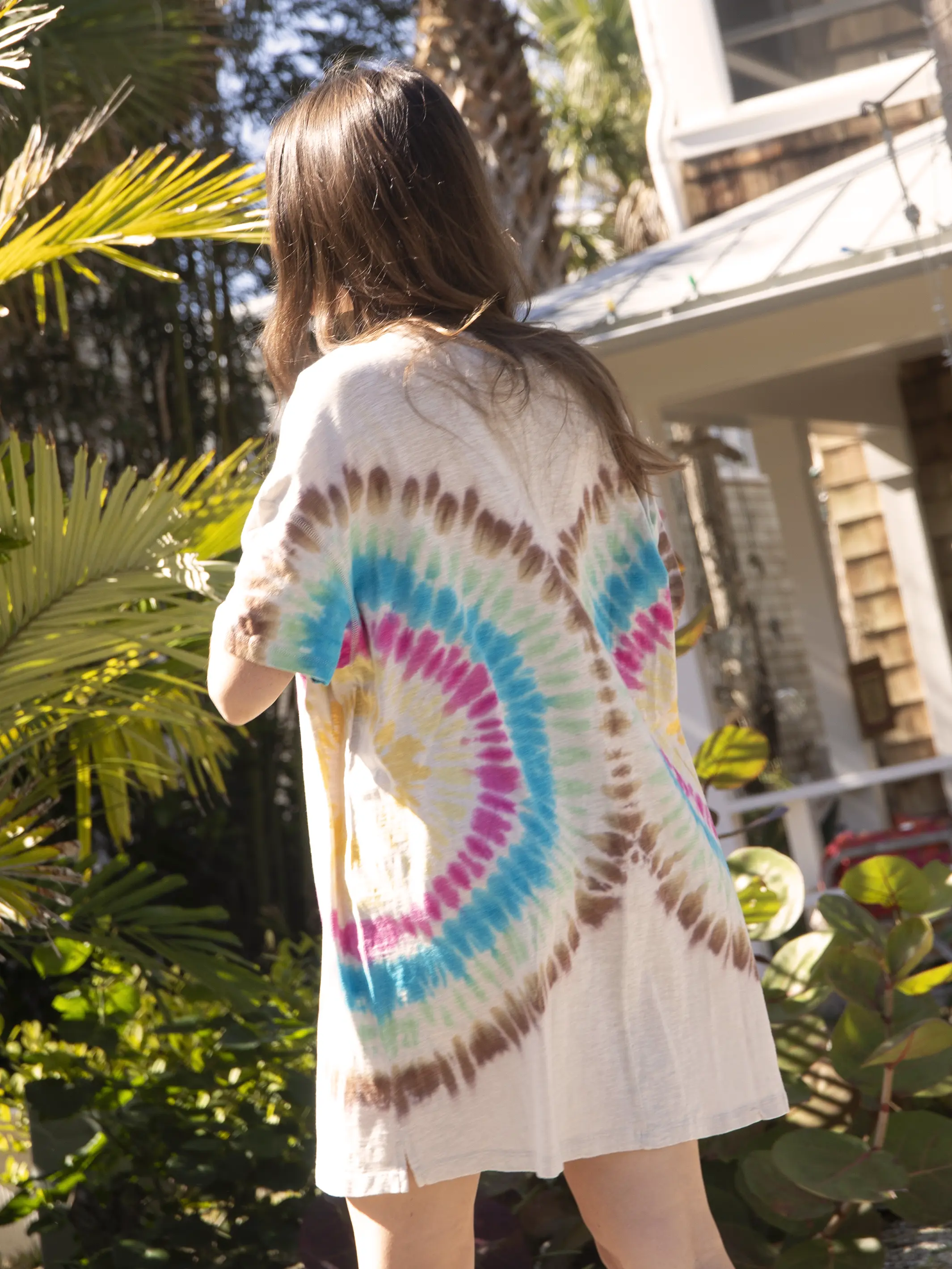 Misty Oversized Tee Dress - Rainbow Tie-Dye