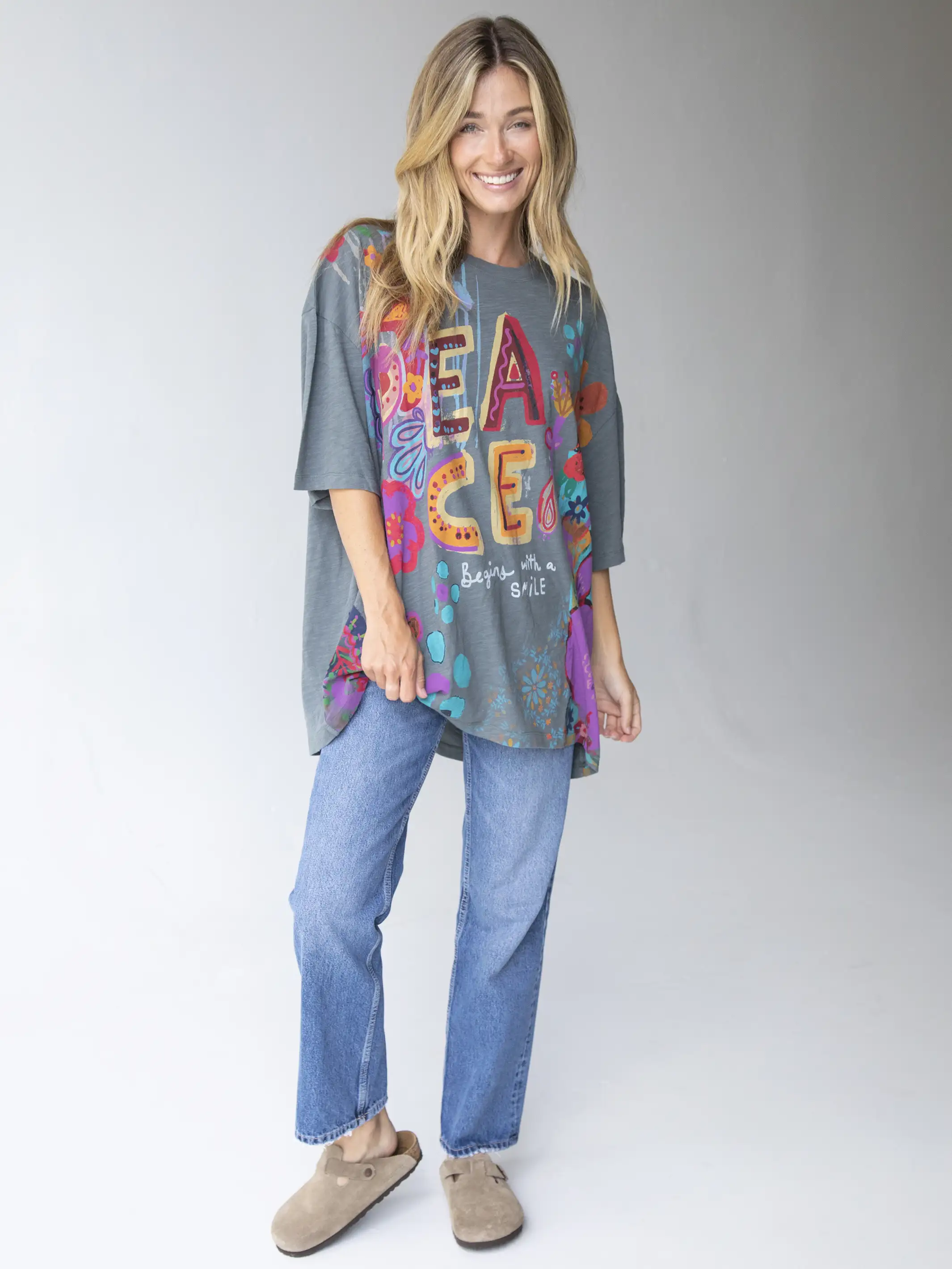 Life Is A Canvas Tee - Peace Charcoal