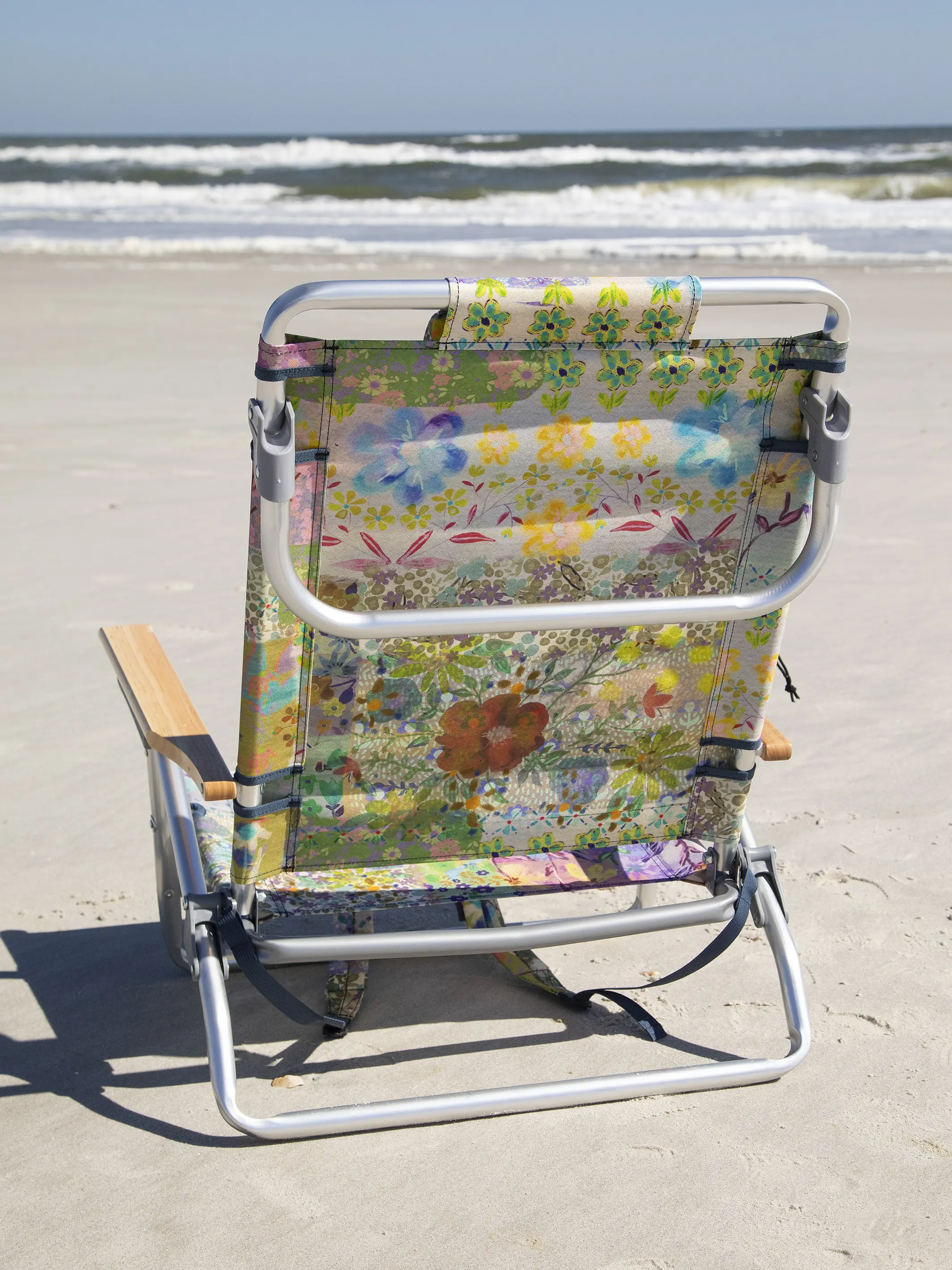 Backpack Beach Chair - Taupe Watercolor Patchwork