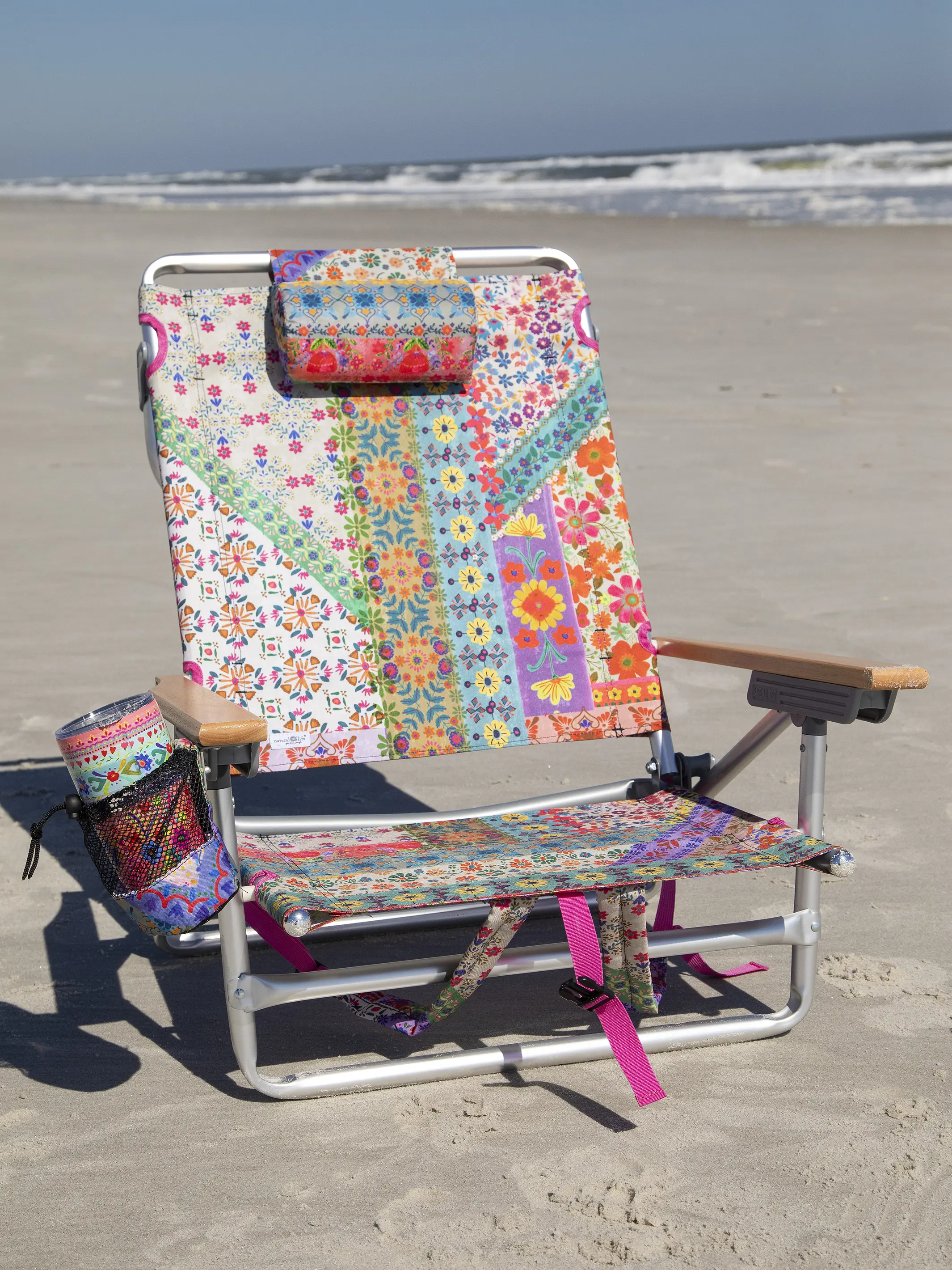 Backpack Beach Chair - Folk Flower Patchwork