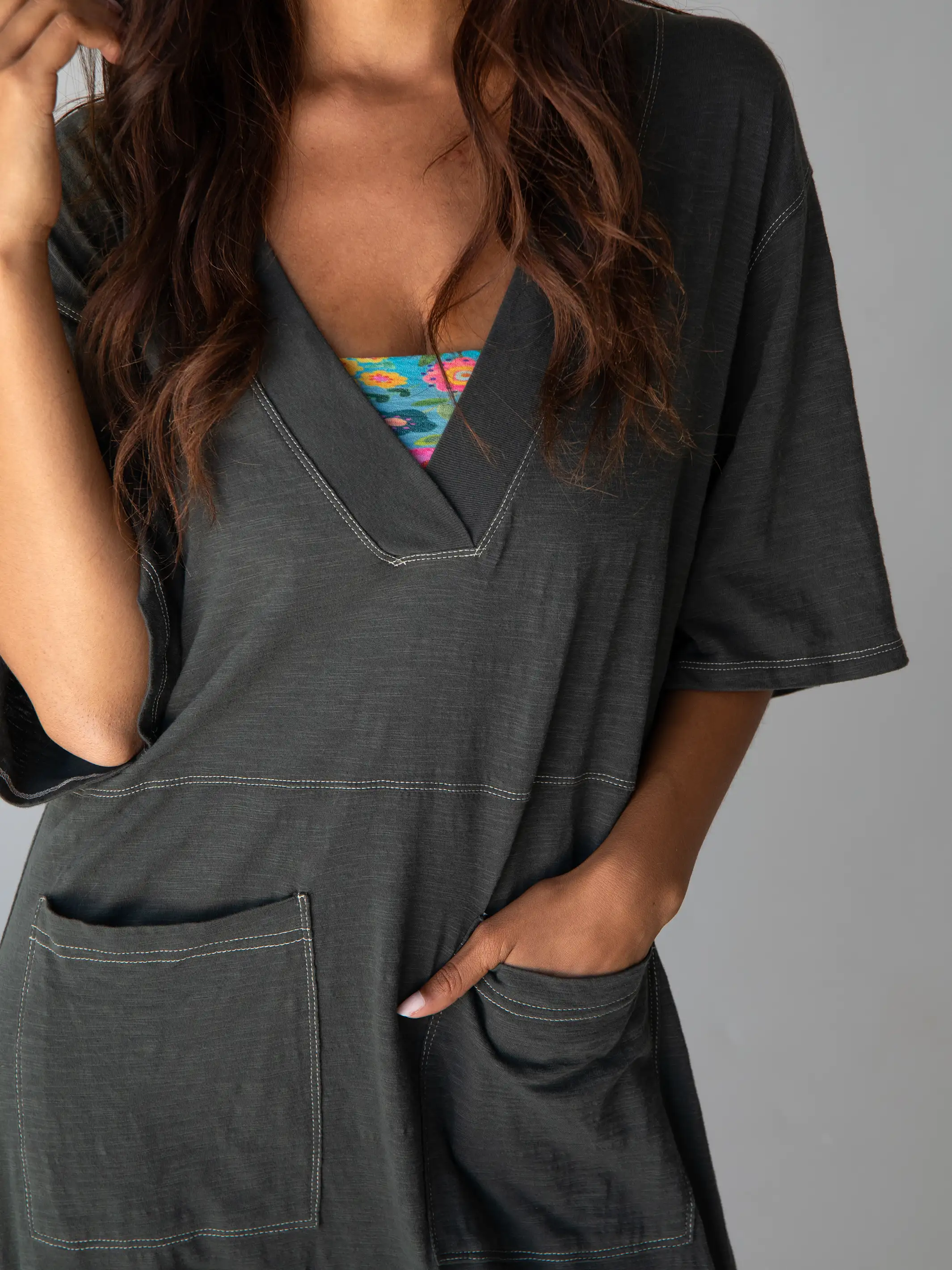 Charlie V-Neck Jumpsuit - Charcoal