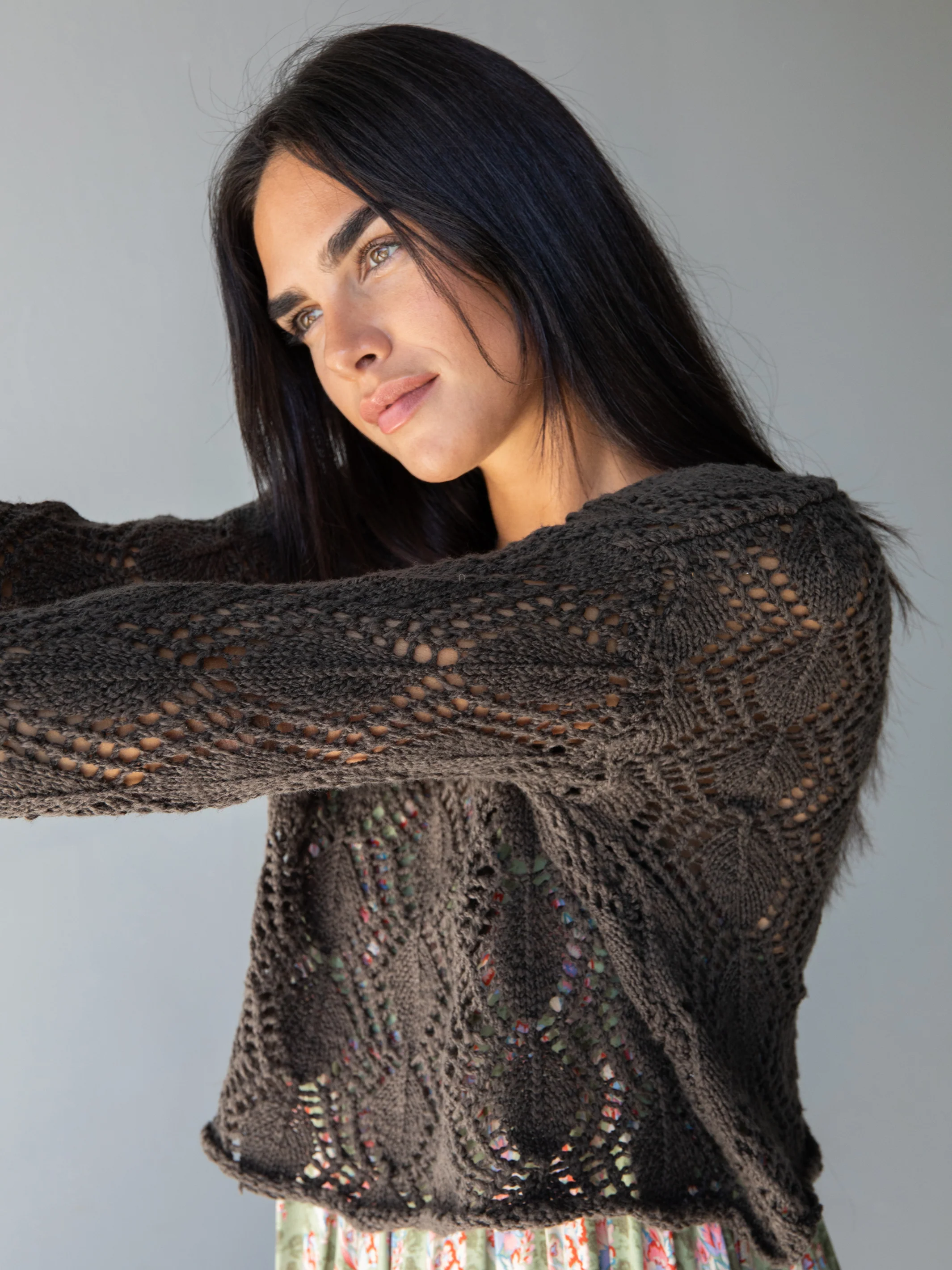 Blythe Cropped Summer Sweater - Charcoal