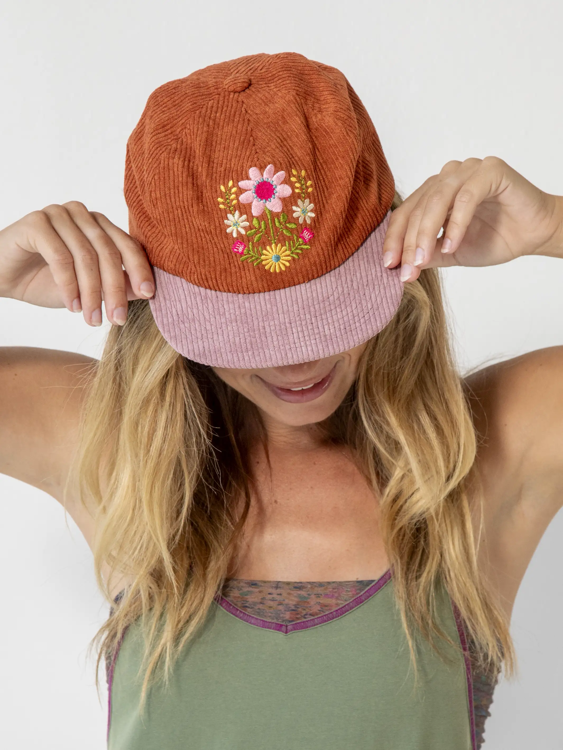 Corduroy Snapback - Folk Floral