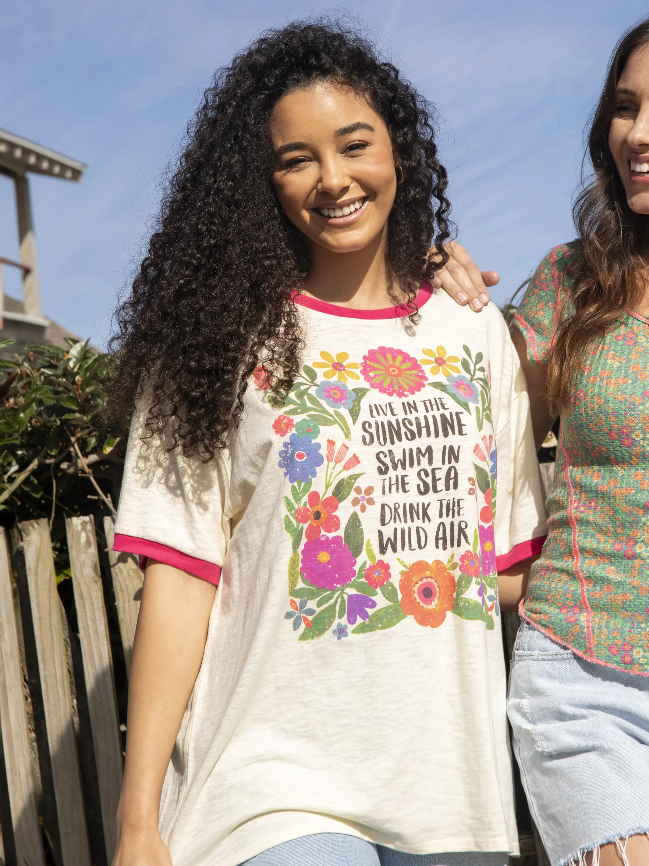 Ringer Oversized Tee Shirt - Sunshine