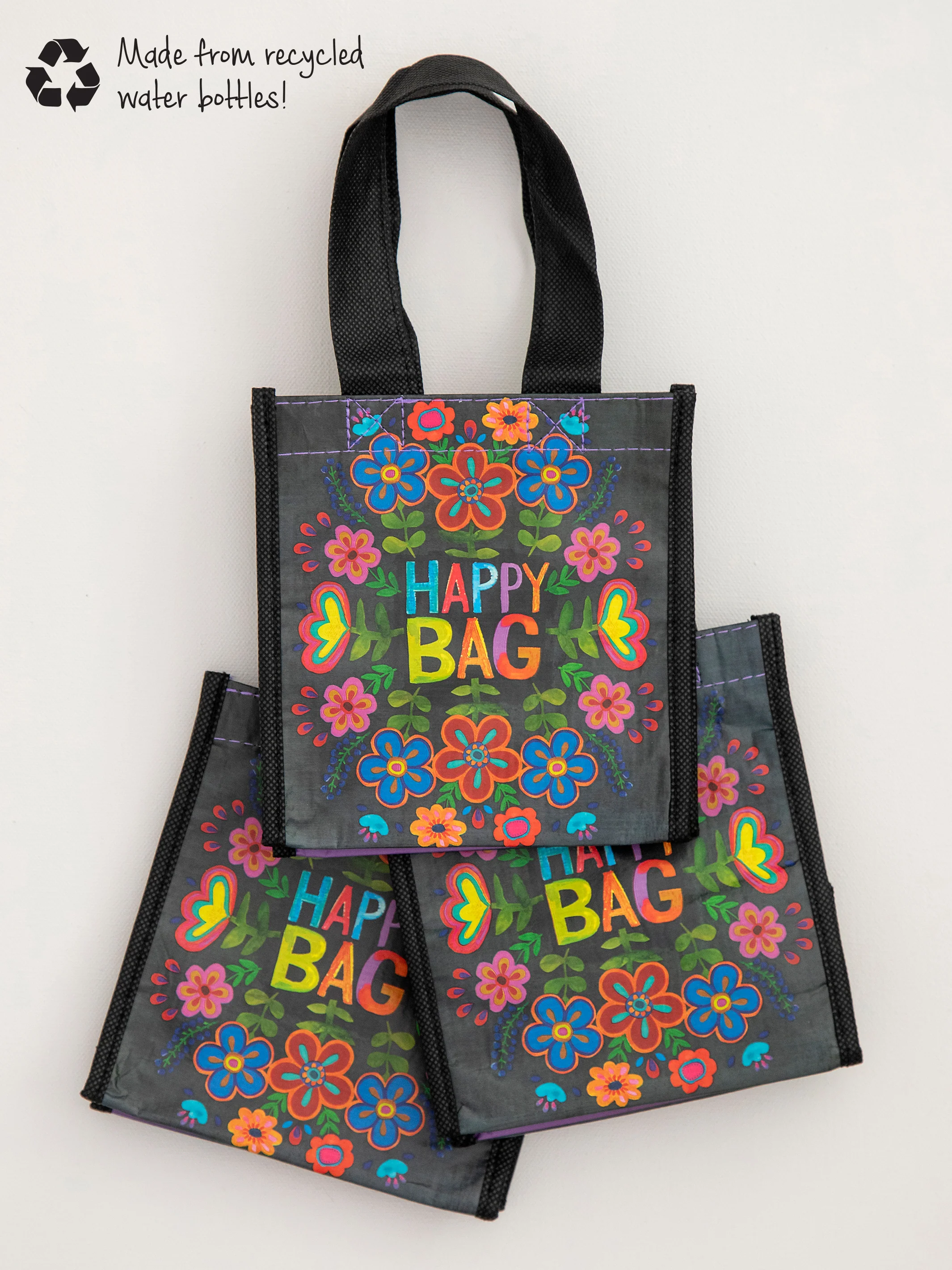 Small Happy Bag, Set of 3 - Bright Black