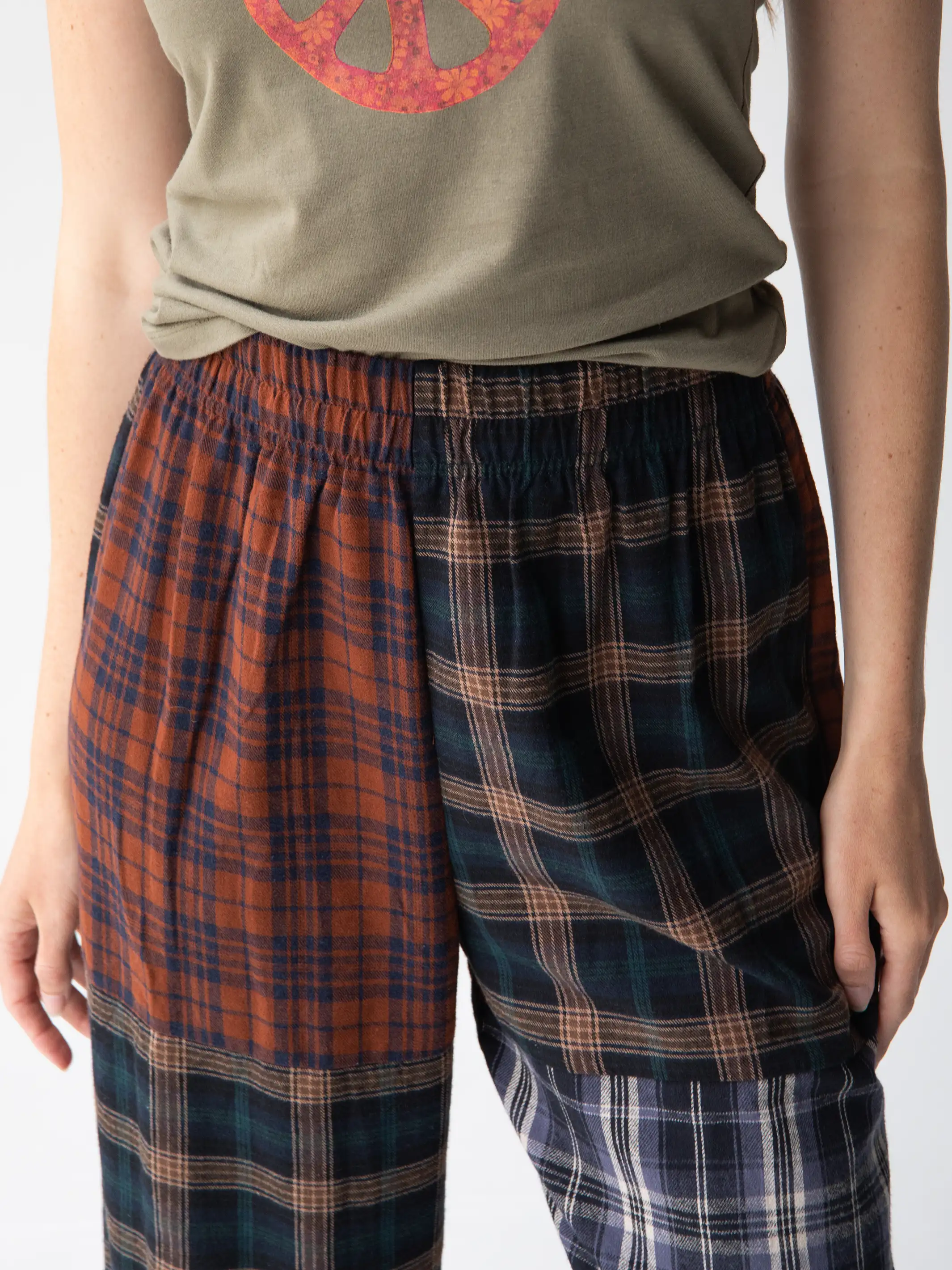 Devon Flannel Pant - Rust Navy Plaid