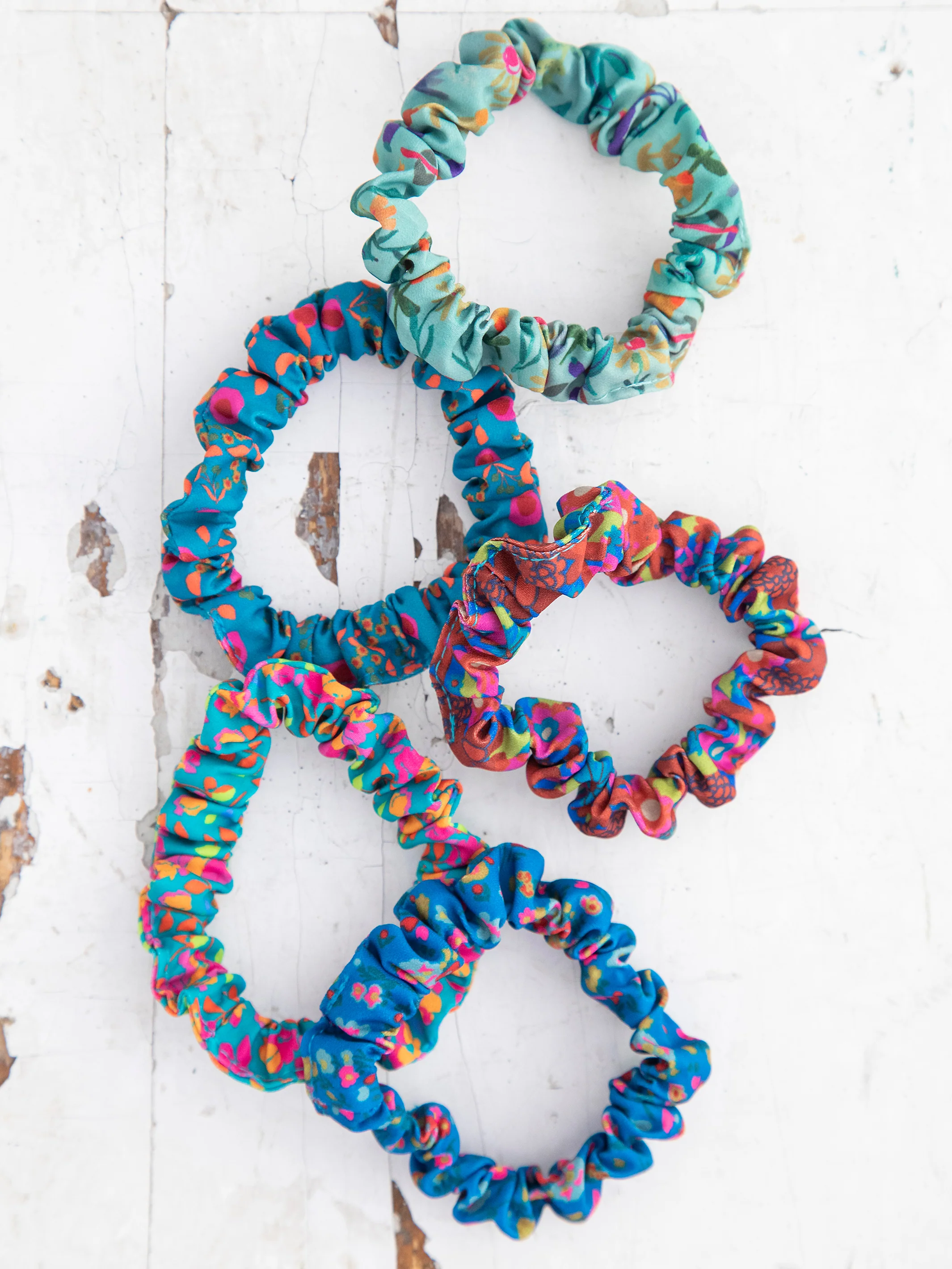 Mixed Print Scrunchie Set - Blue