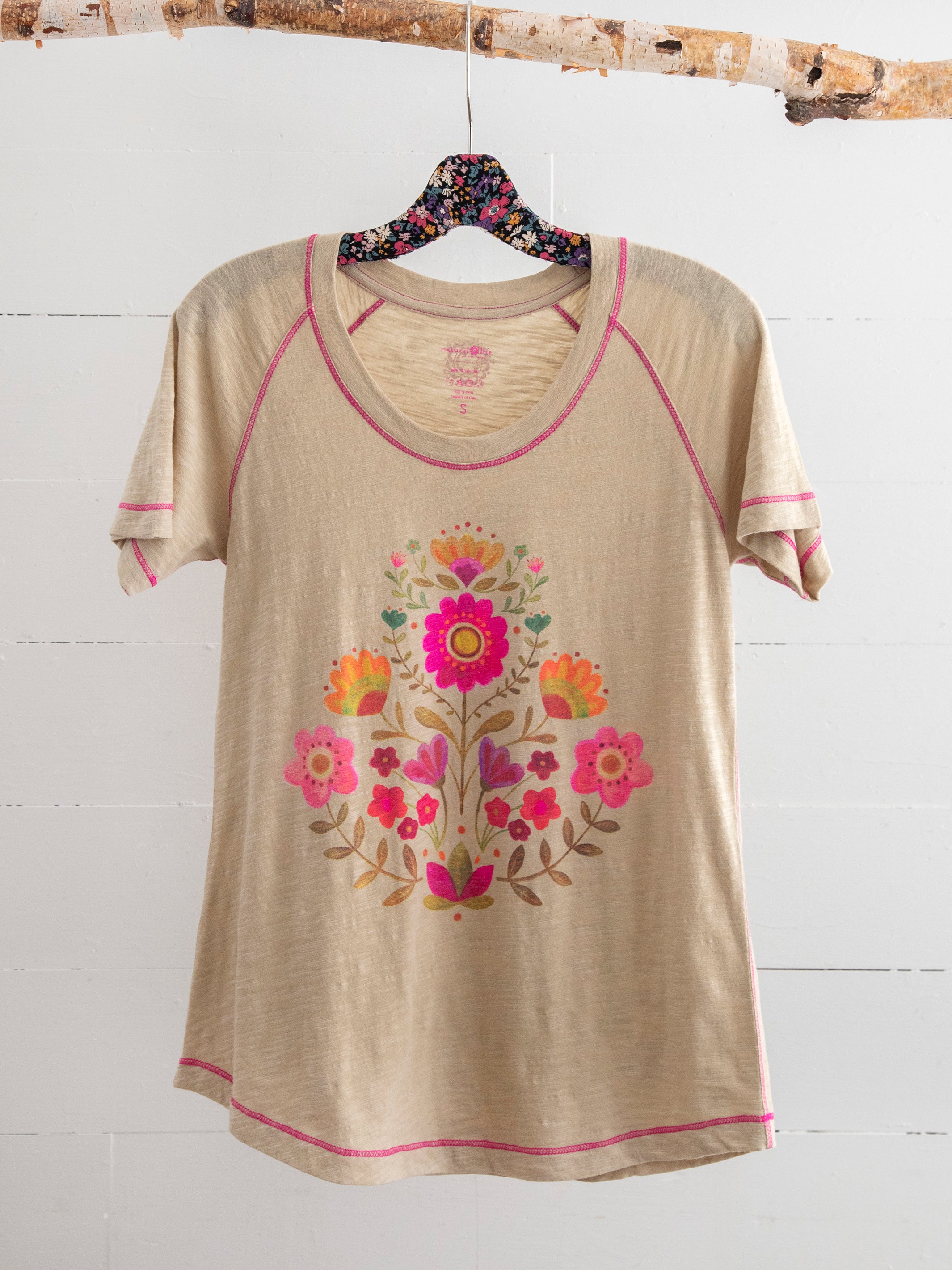 Boho Tee Shirt - Folk Flower