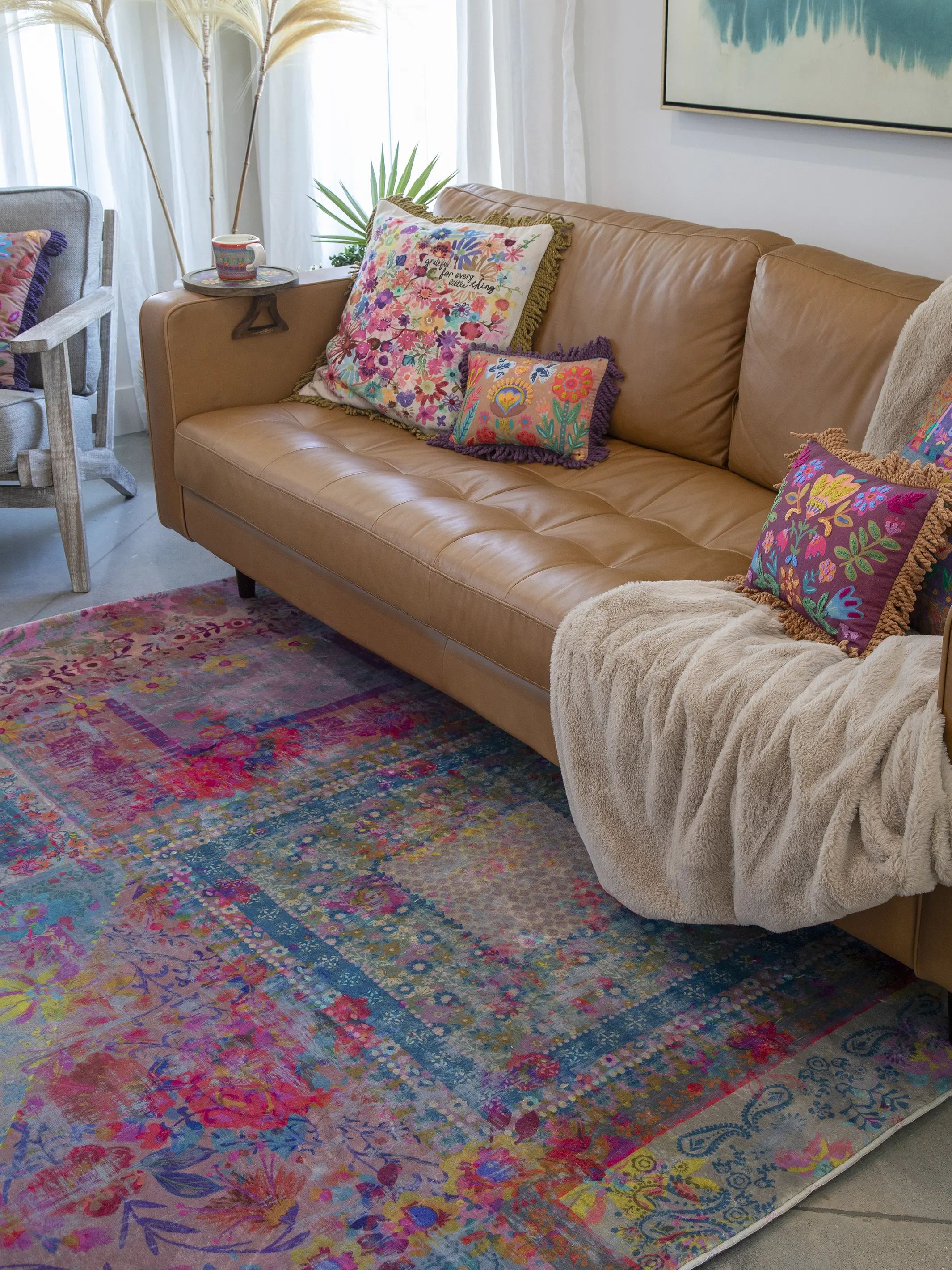 Chenille Rug, 5' x 7' - Rainbow Bandana