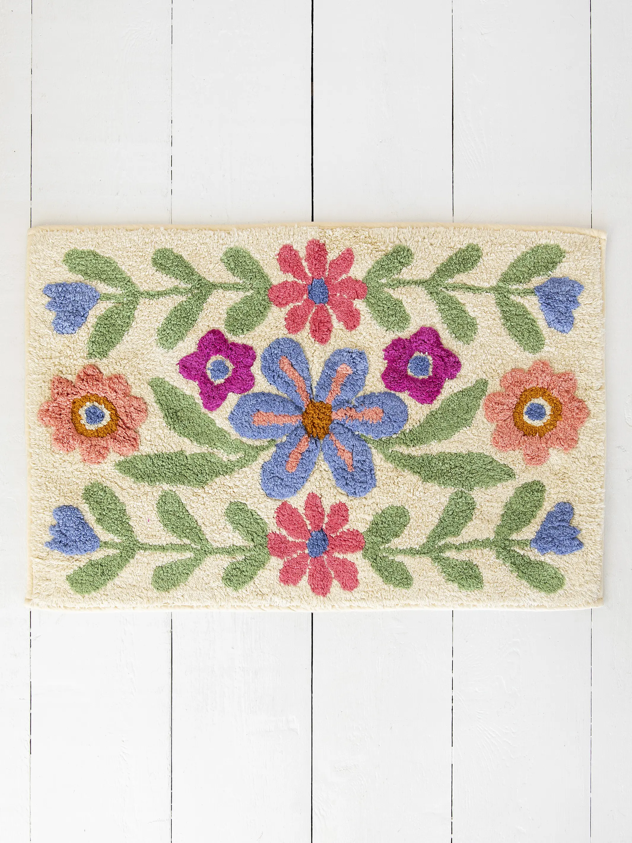 Tufted Cotton Bath Mat - Taupe Folk Flower