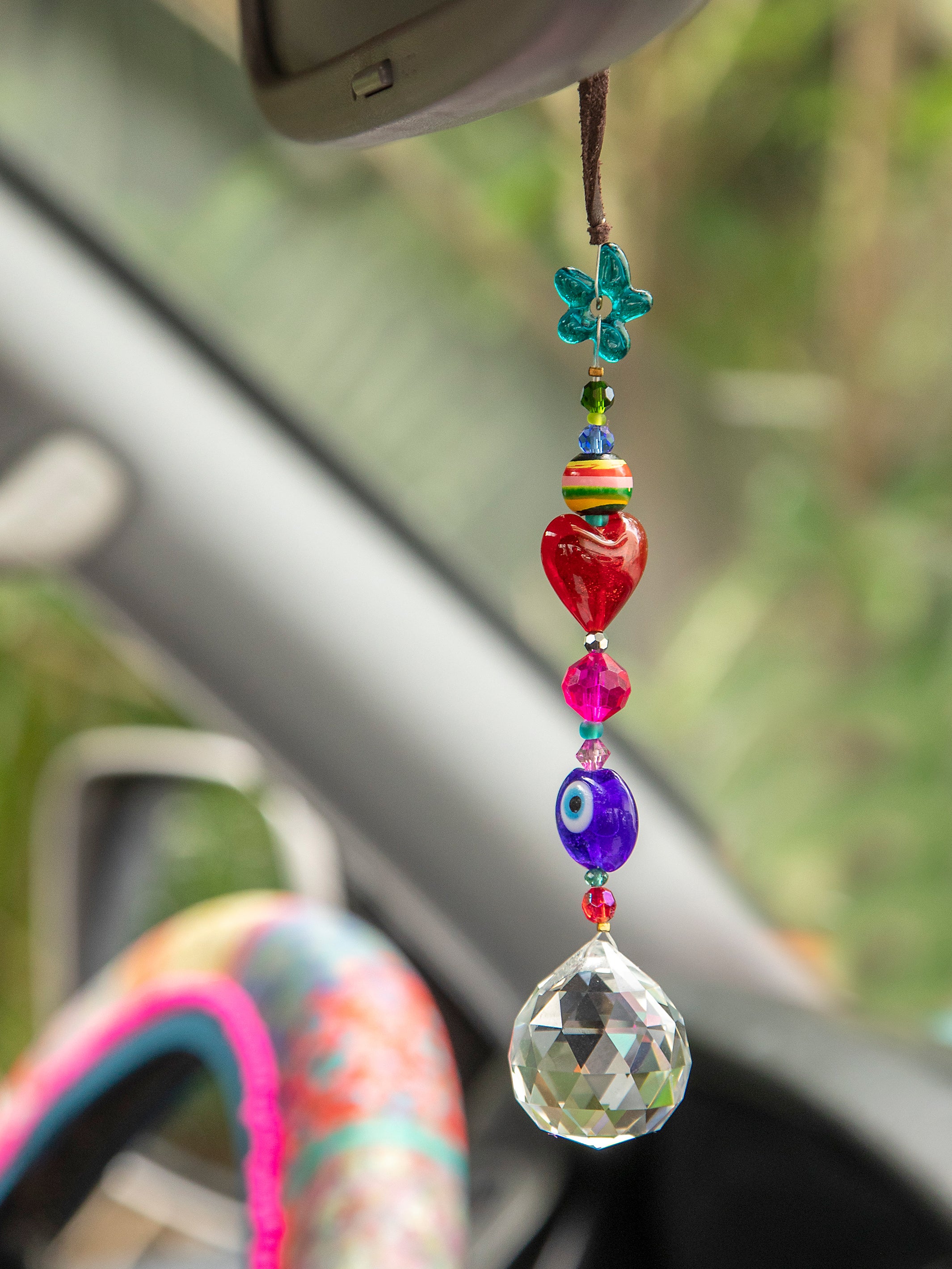 Bali Beaded Heart Car Charm