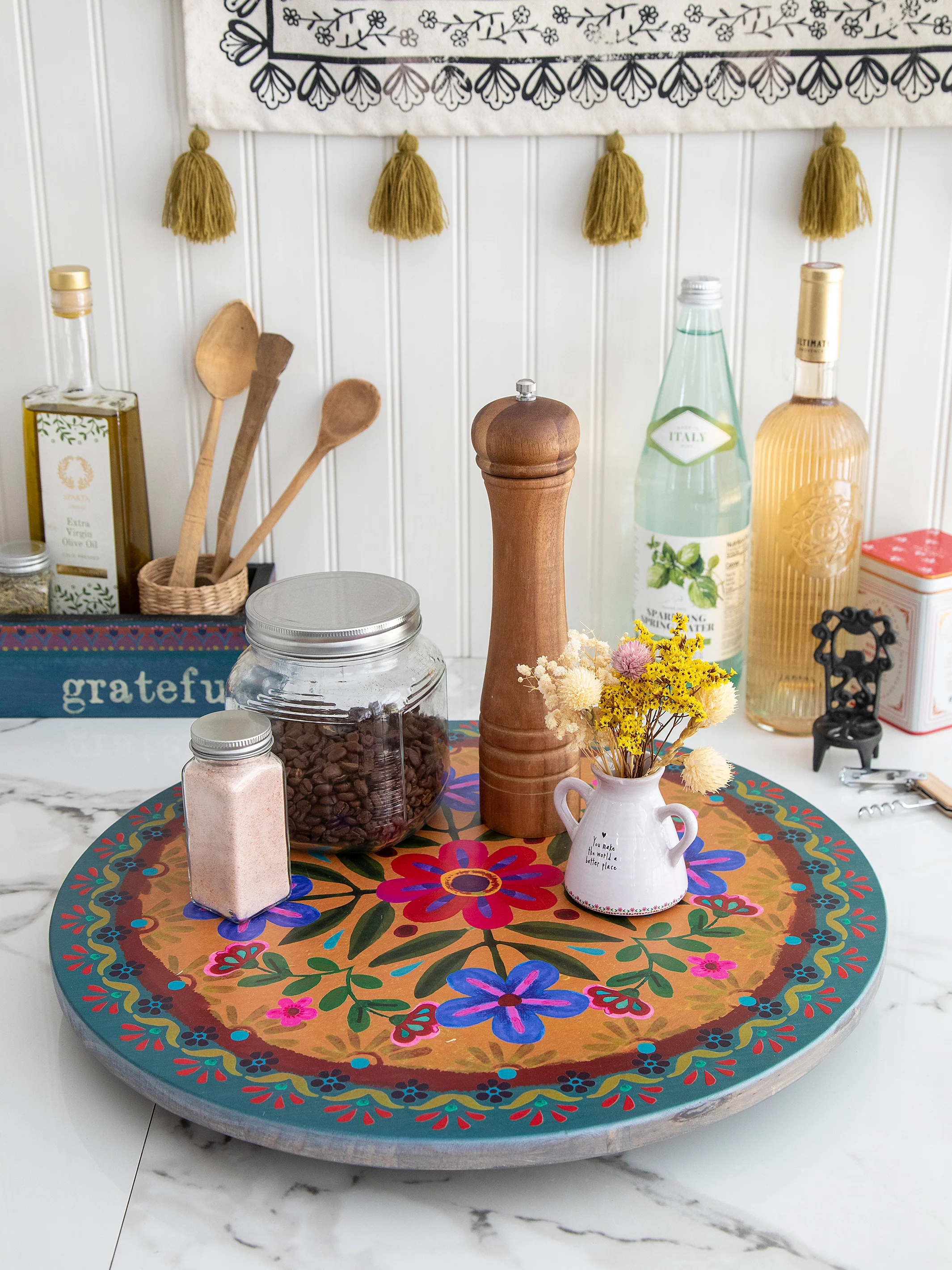 Painted Wooden Lazy Susan