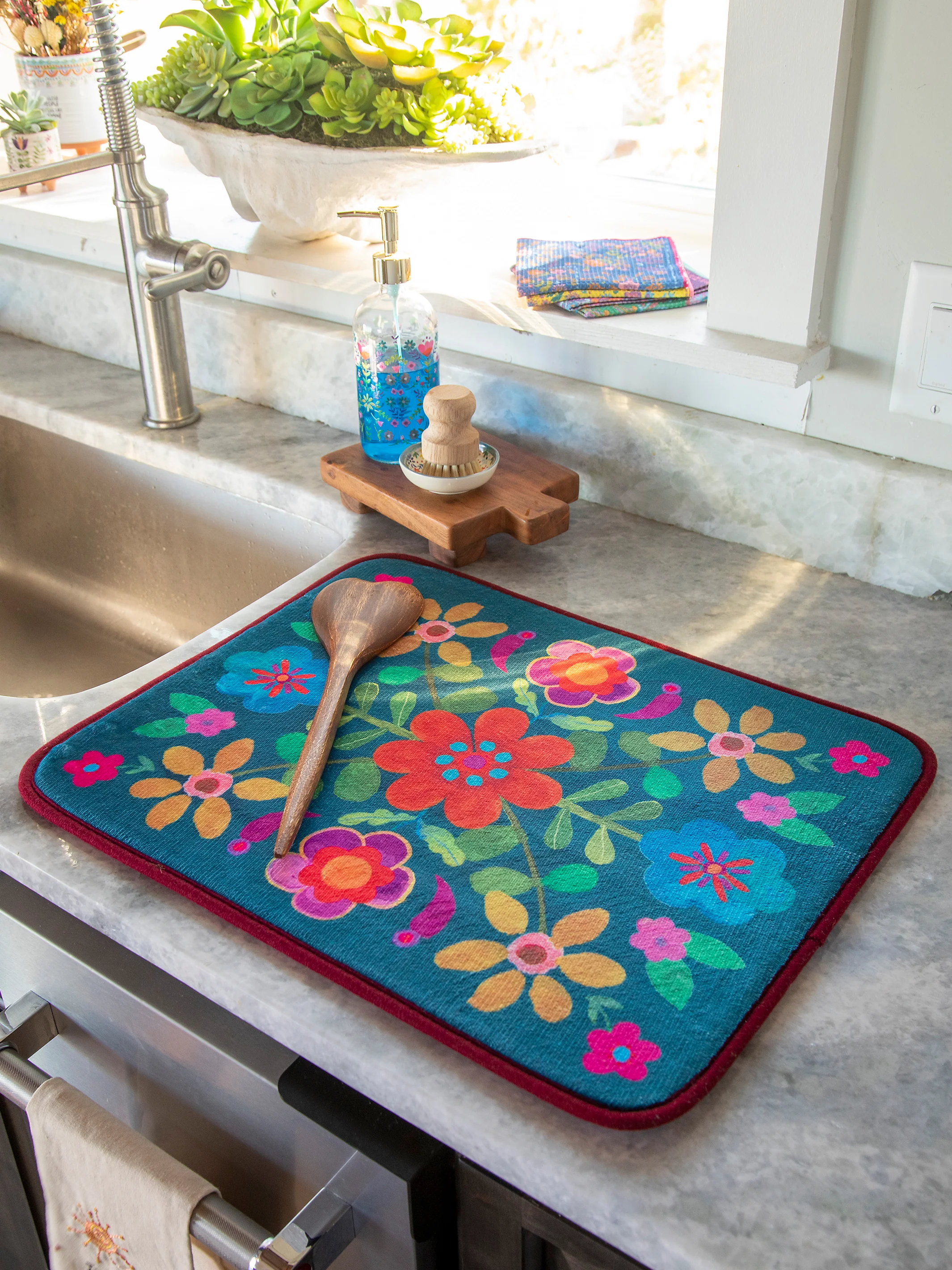 Reversible Dish Drying Mat - Borders