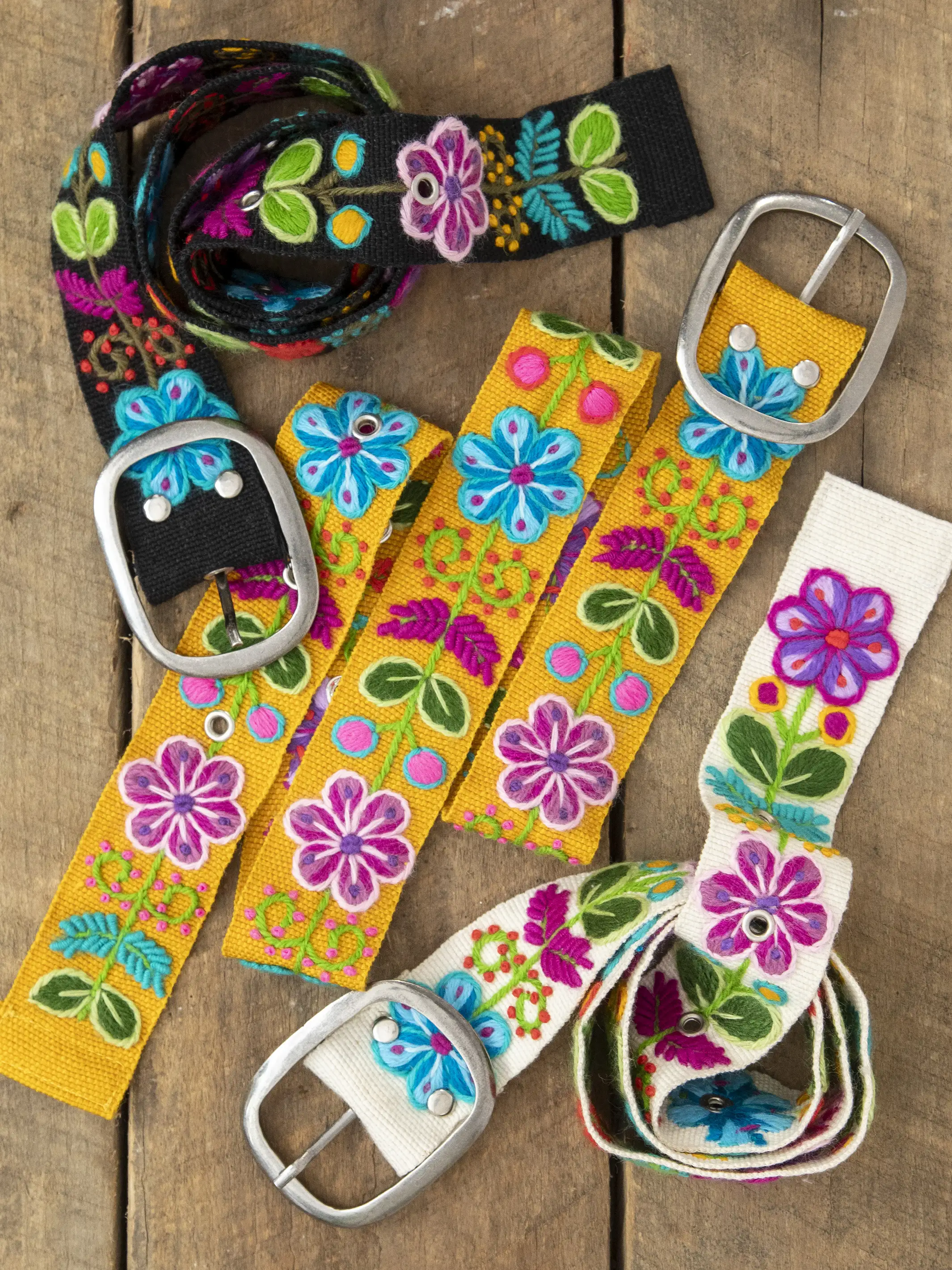 Hand Embroidered Belt - Black
