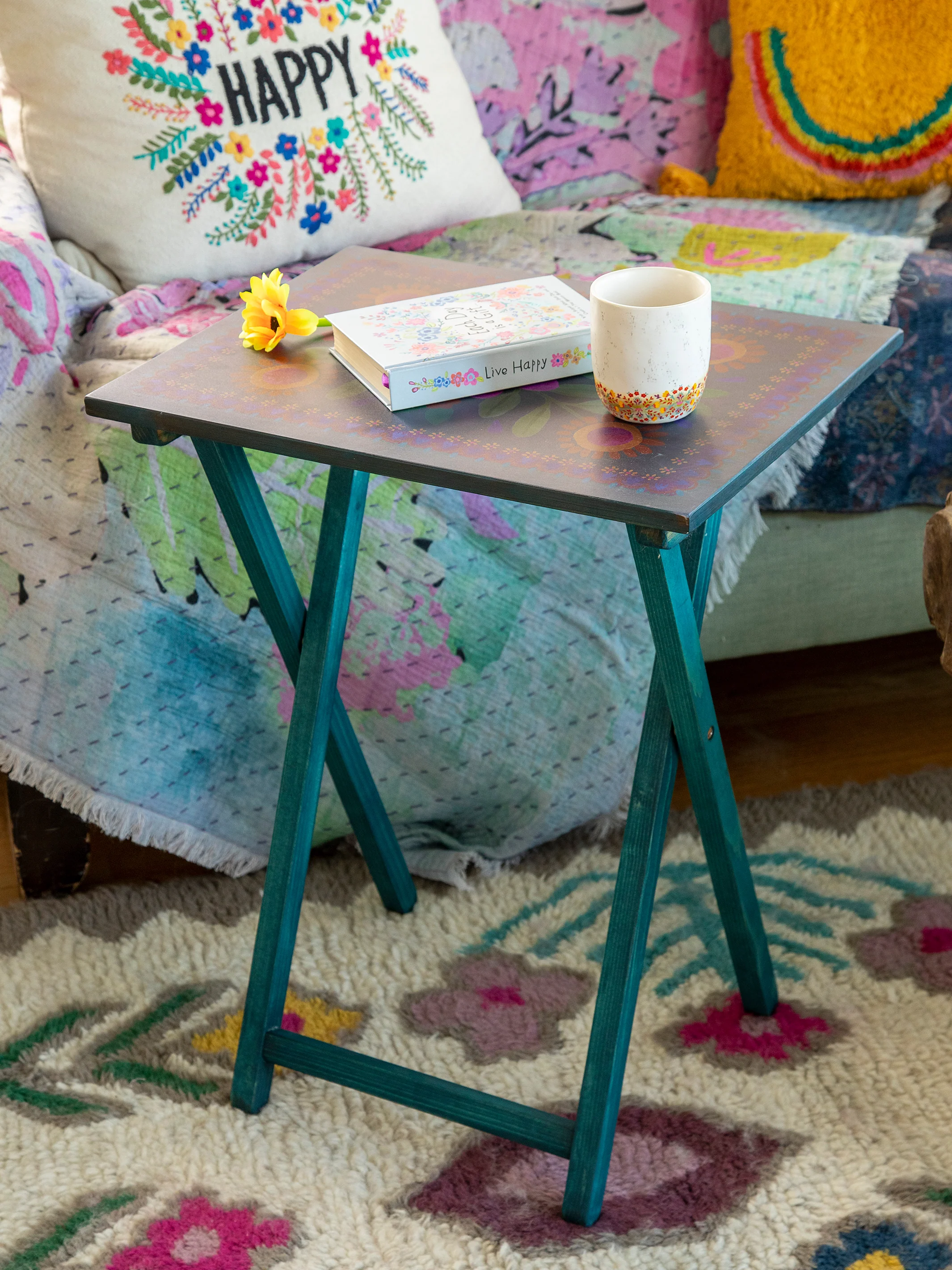 Wooden TV Tray Table - Folk Floral