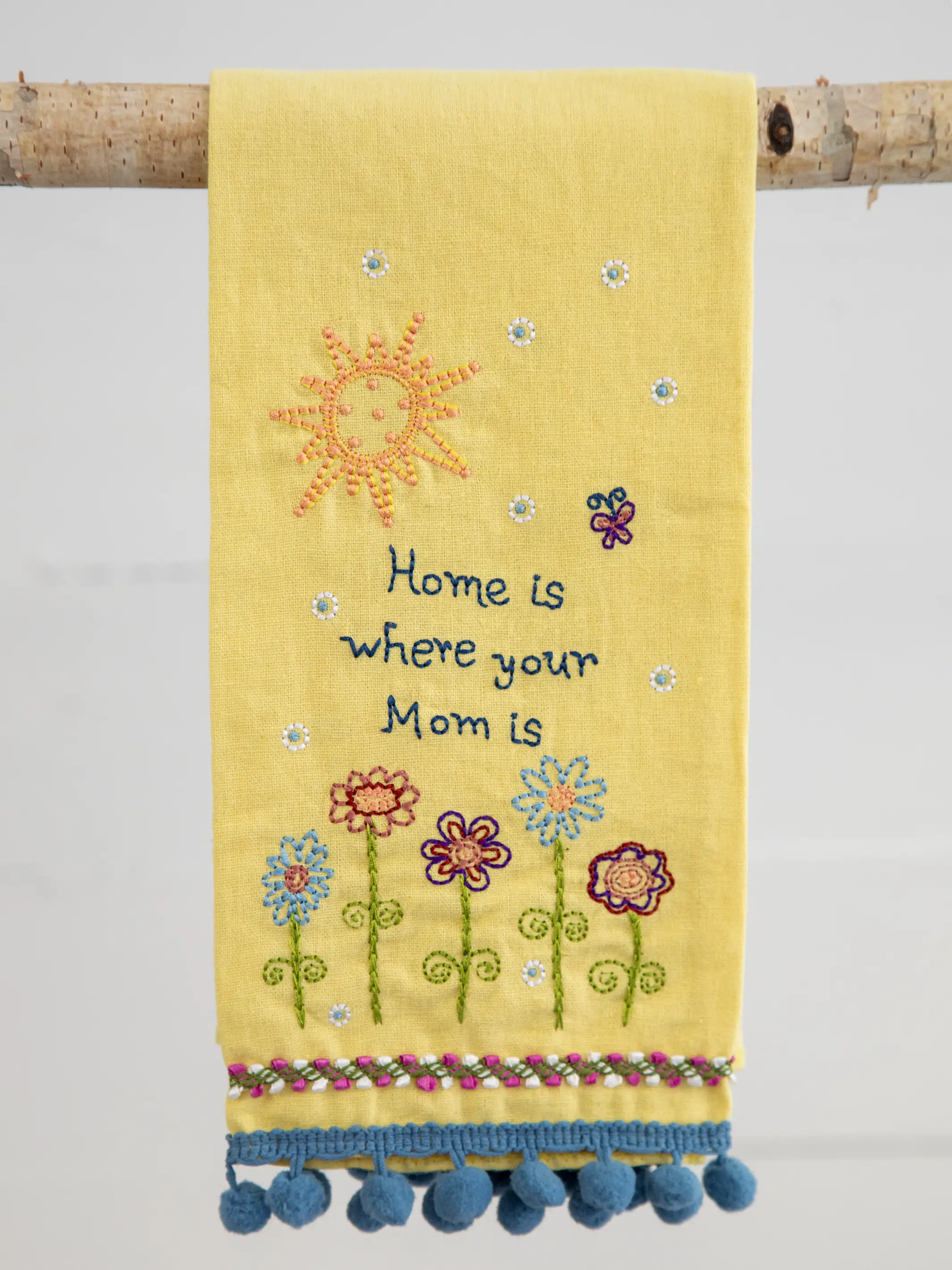Linen Embroidered Hand Towel - Mom