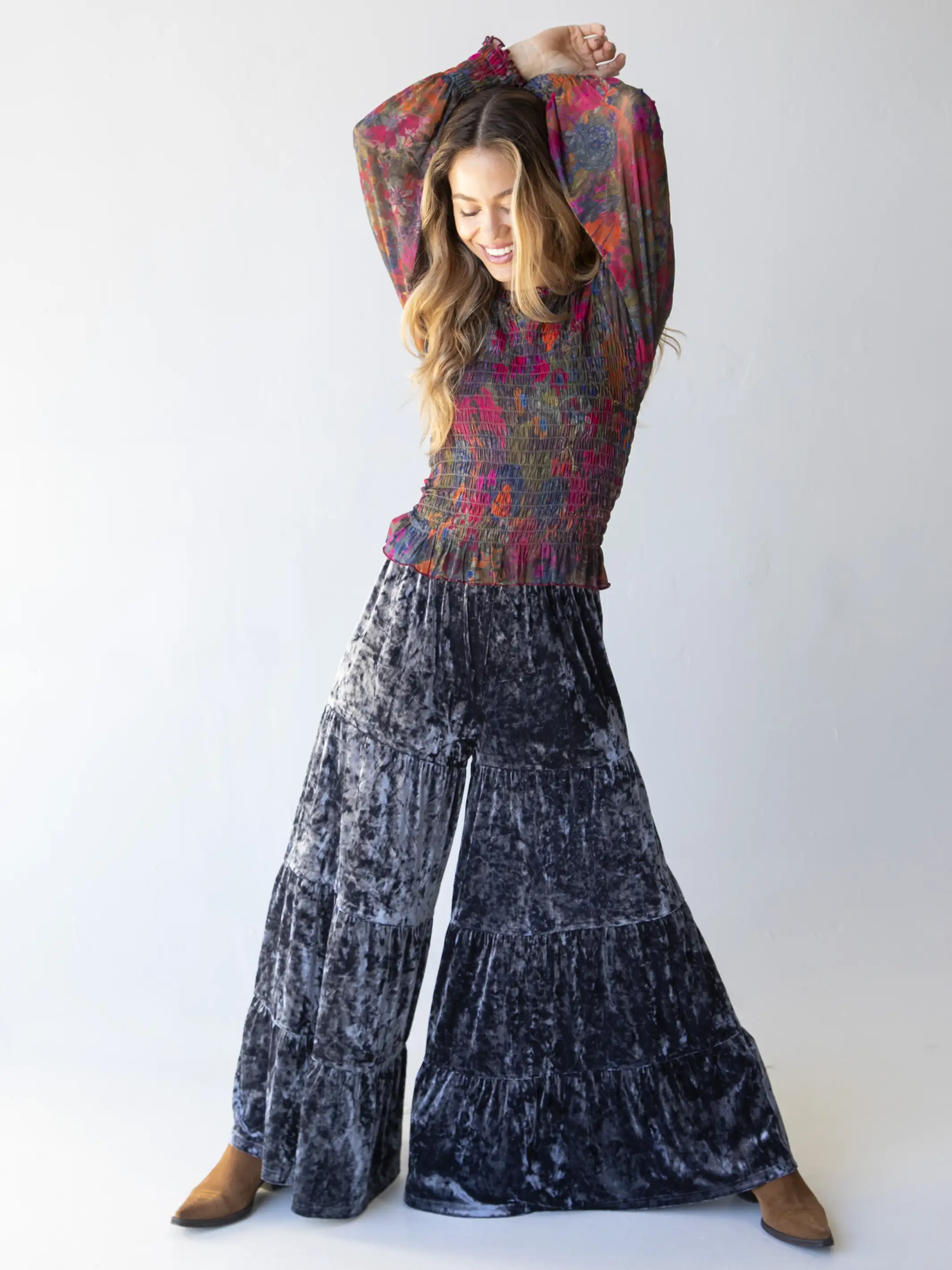 Velvet Patti Palazzo Pant - Charcoal