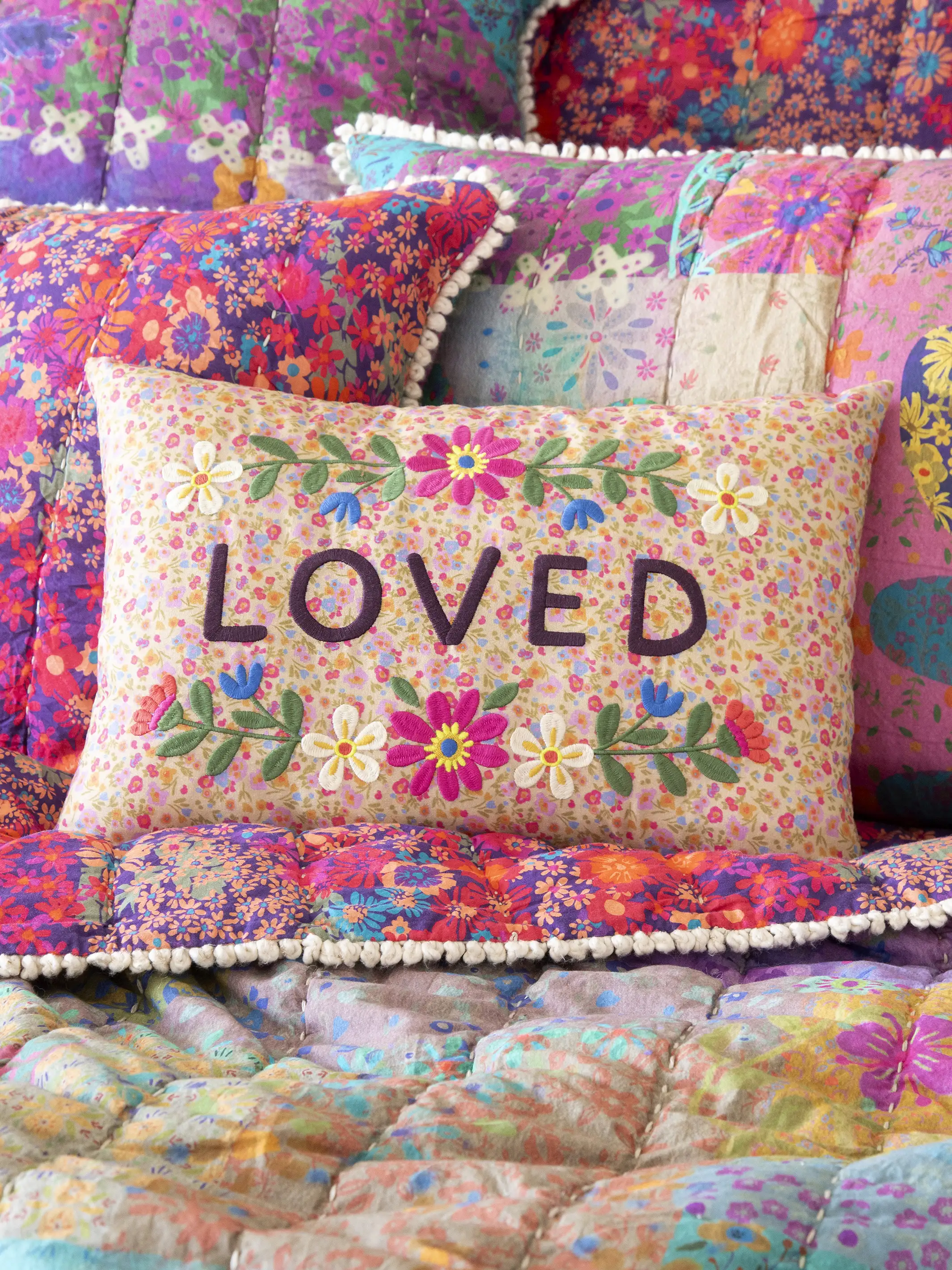 Embroidered Giving Pillow - Loved