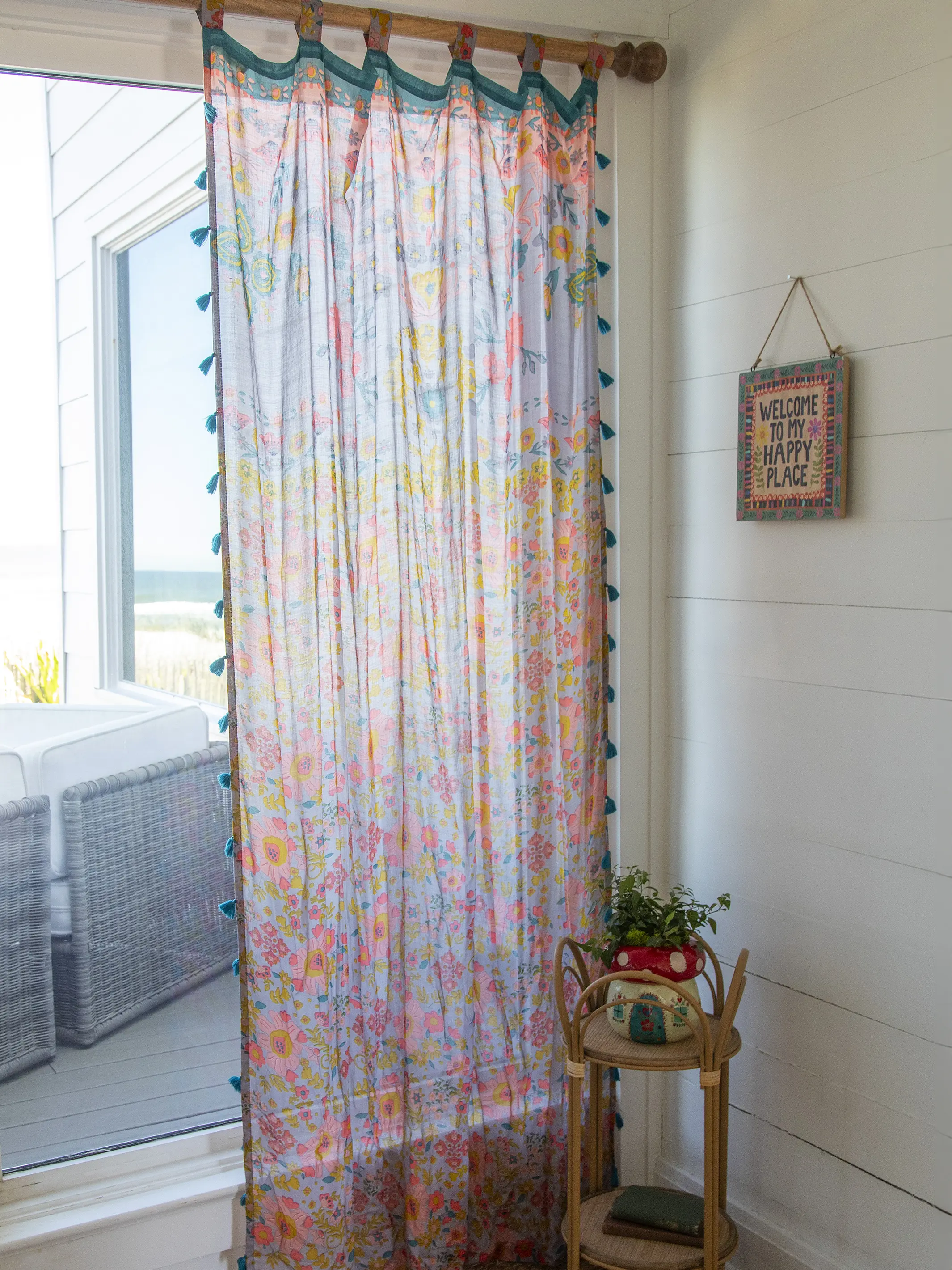 Printed Curtain Panel - Peonies