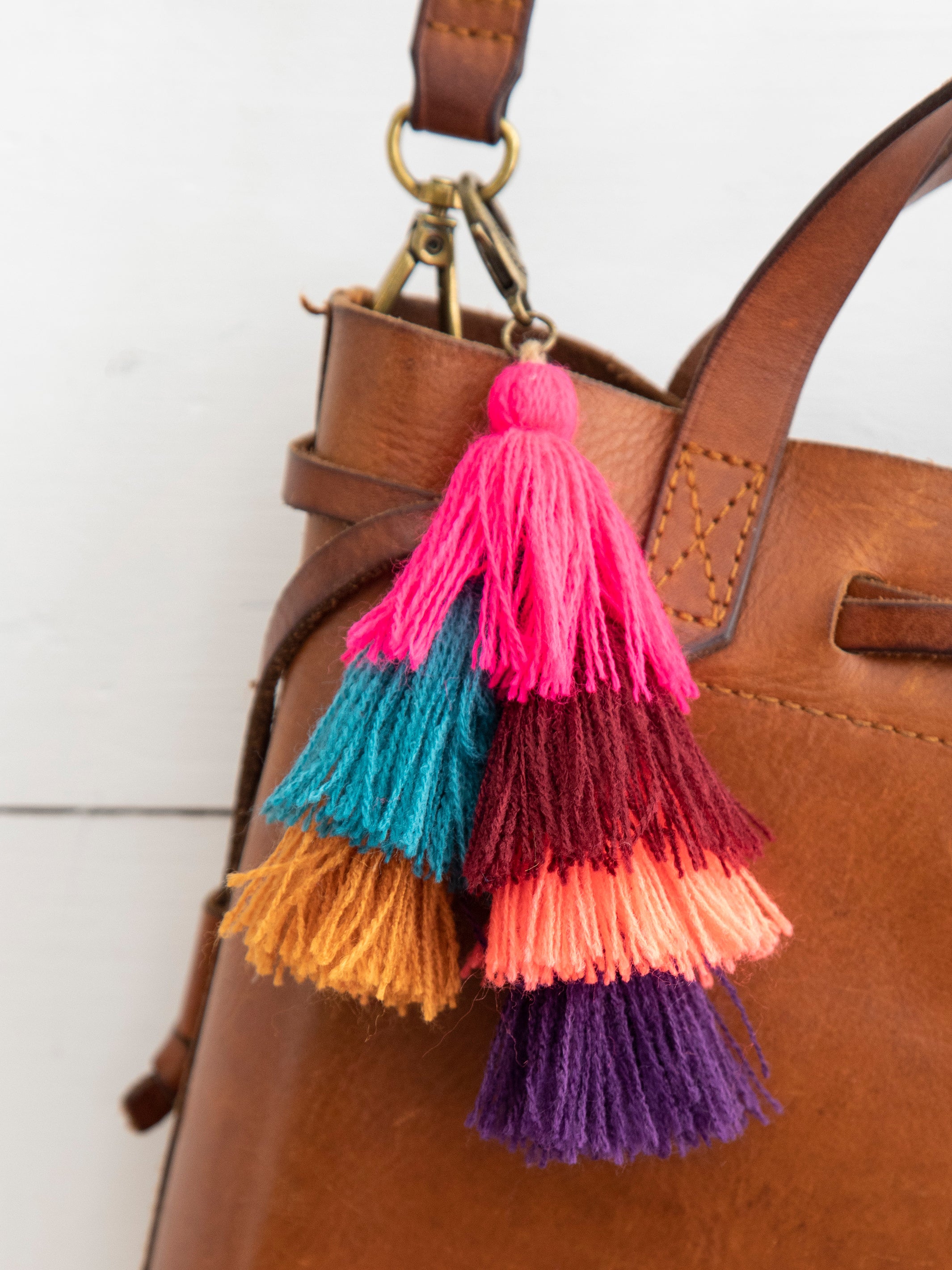 Stacked Tassel Clip - Hot Pink
