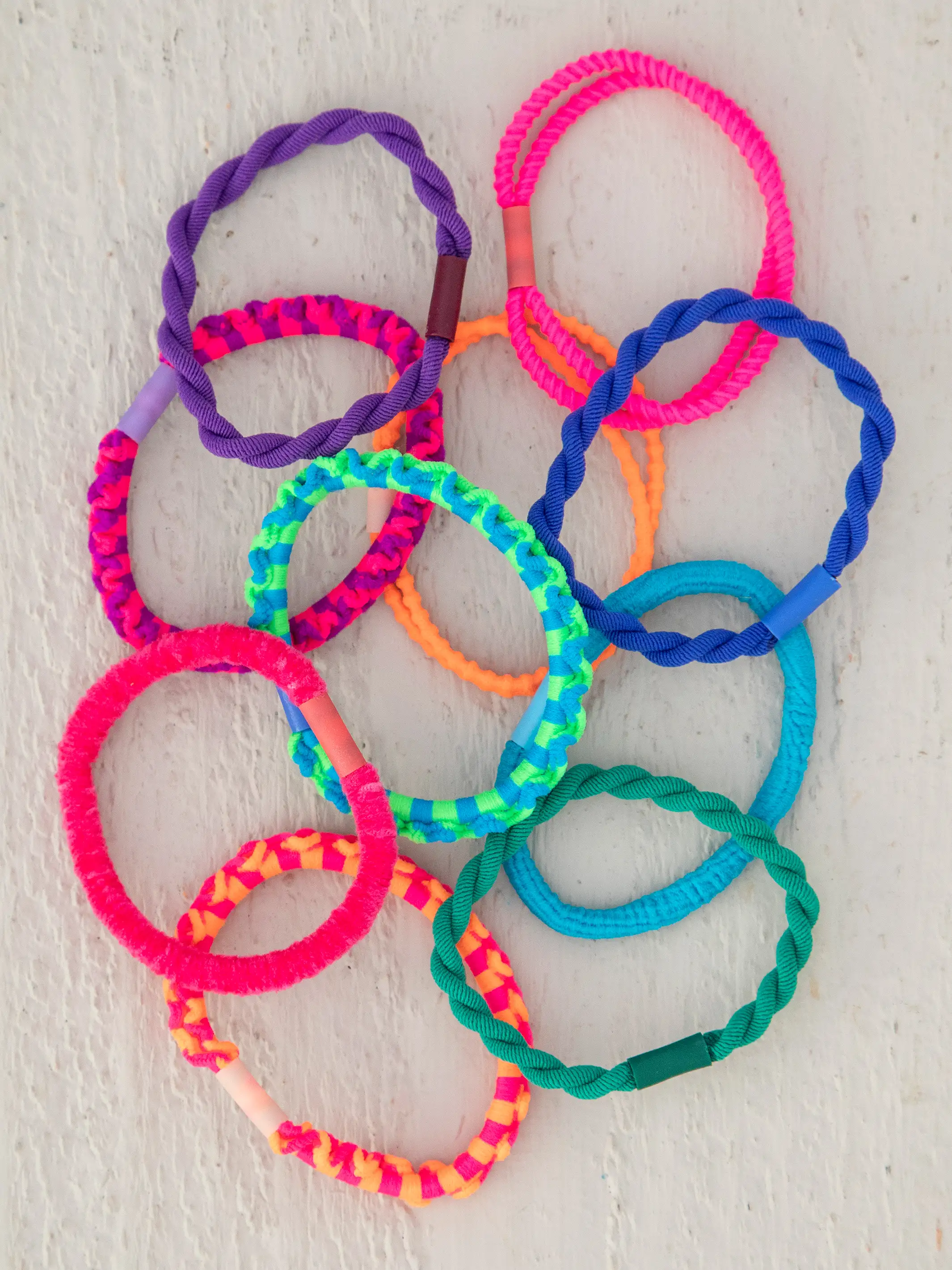 Textured Hair Ties, Set of 10 - Rainbow