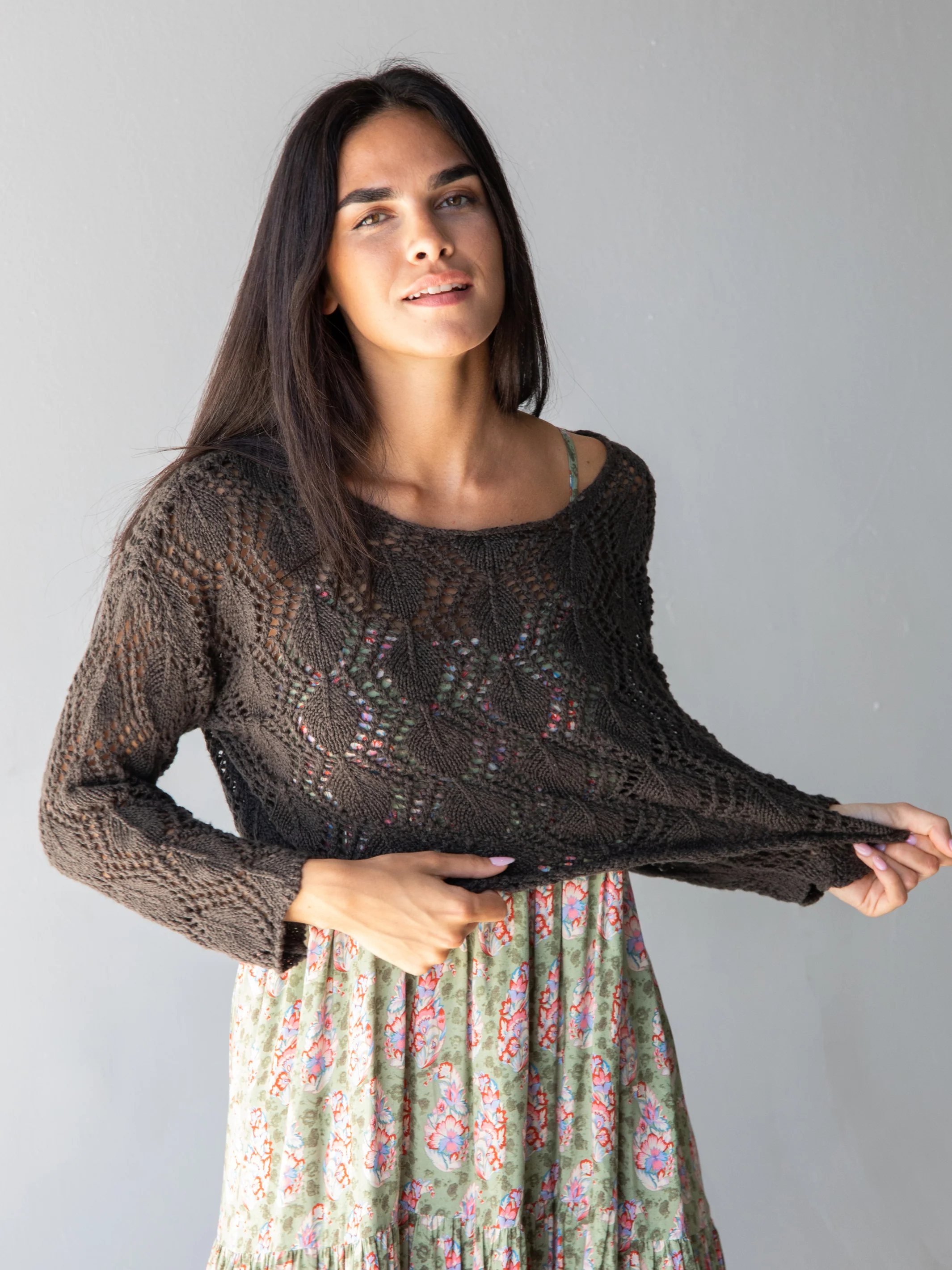 Blythe Cropped Summer Sweater - Charcoal