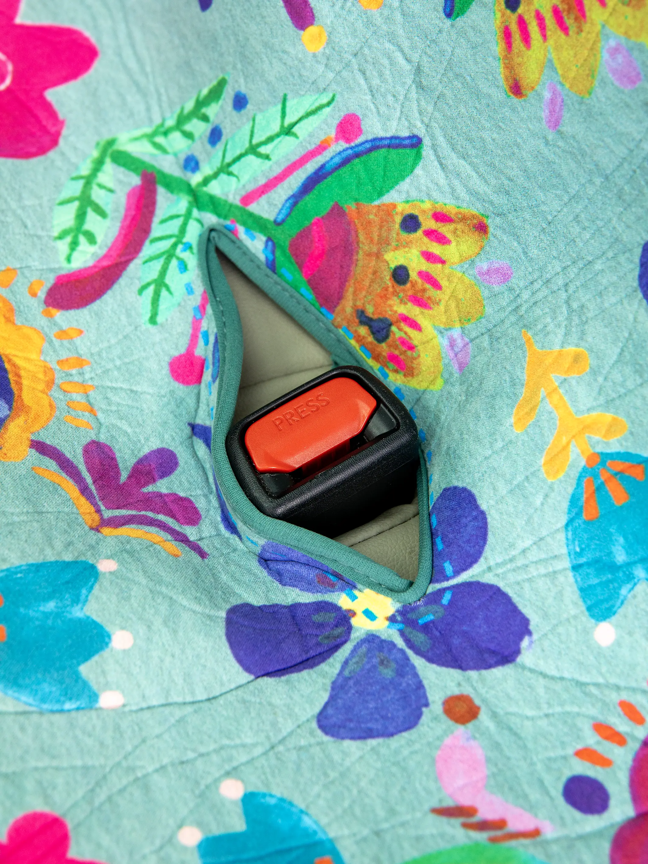 Back Car Seat Cover - Indigo Folk Flower