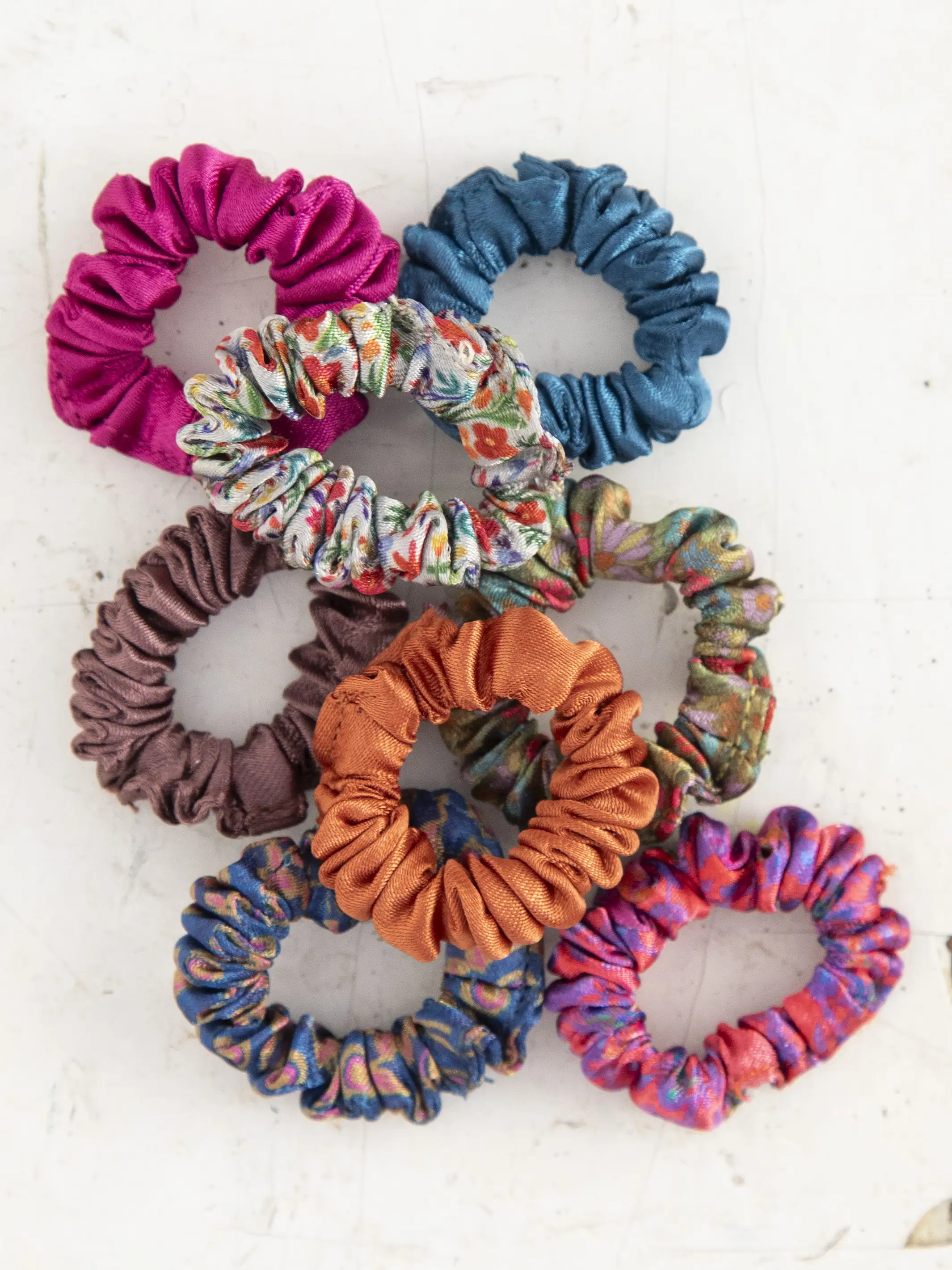 Mini Satin Scrunchie, Set of 8 - Rainbow