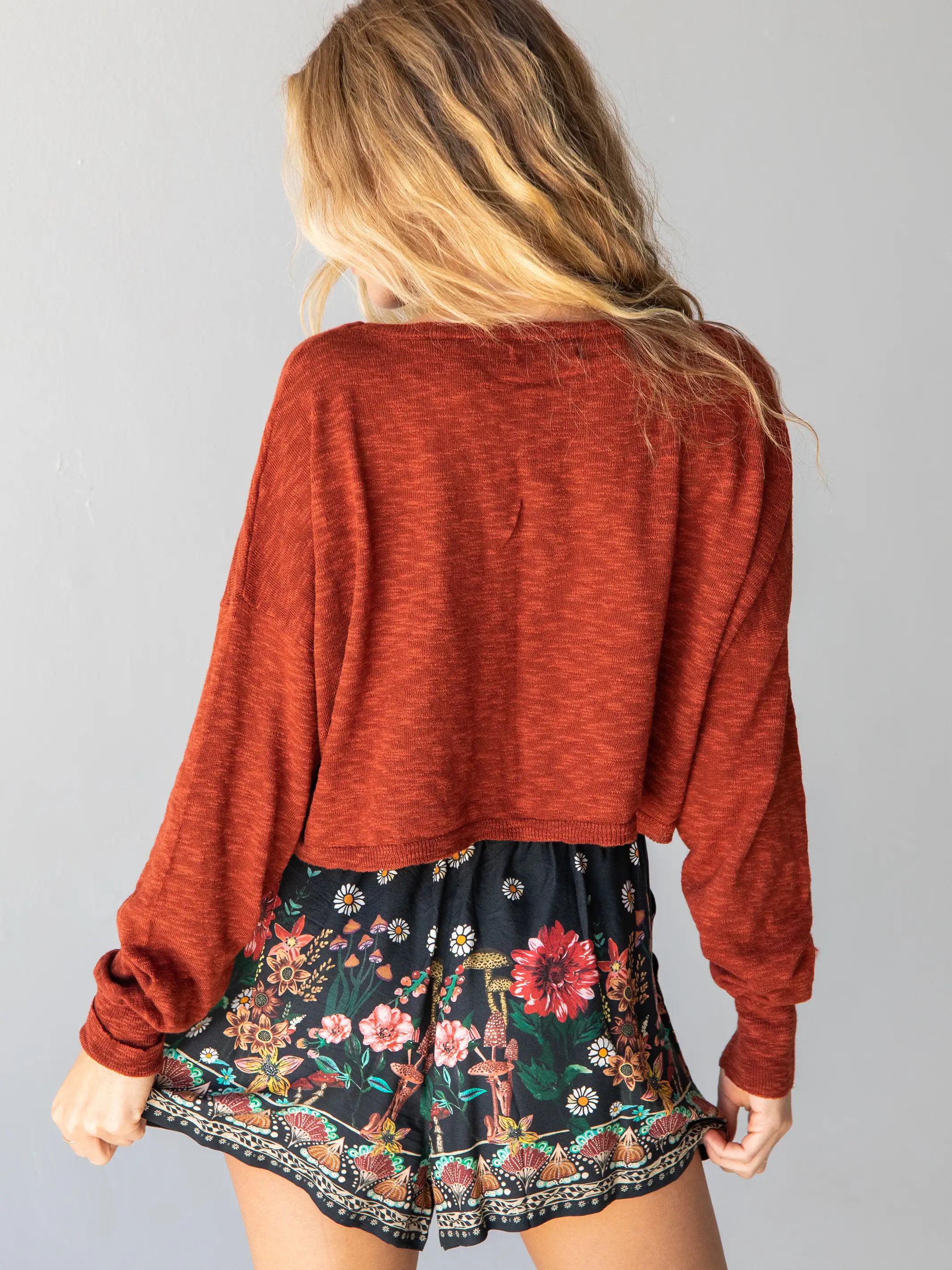 Ellie Cropped Pullover - Rust